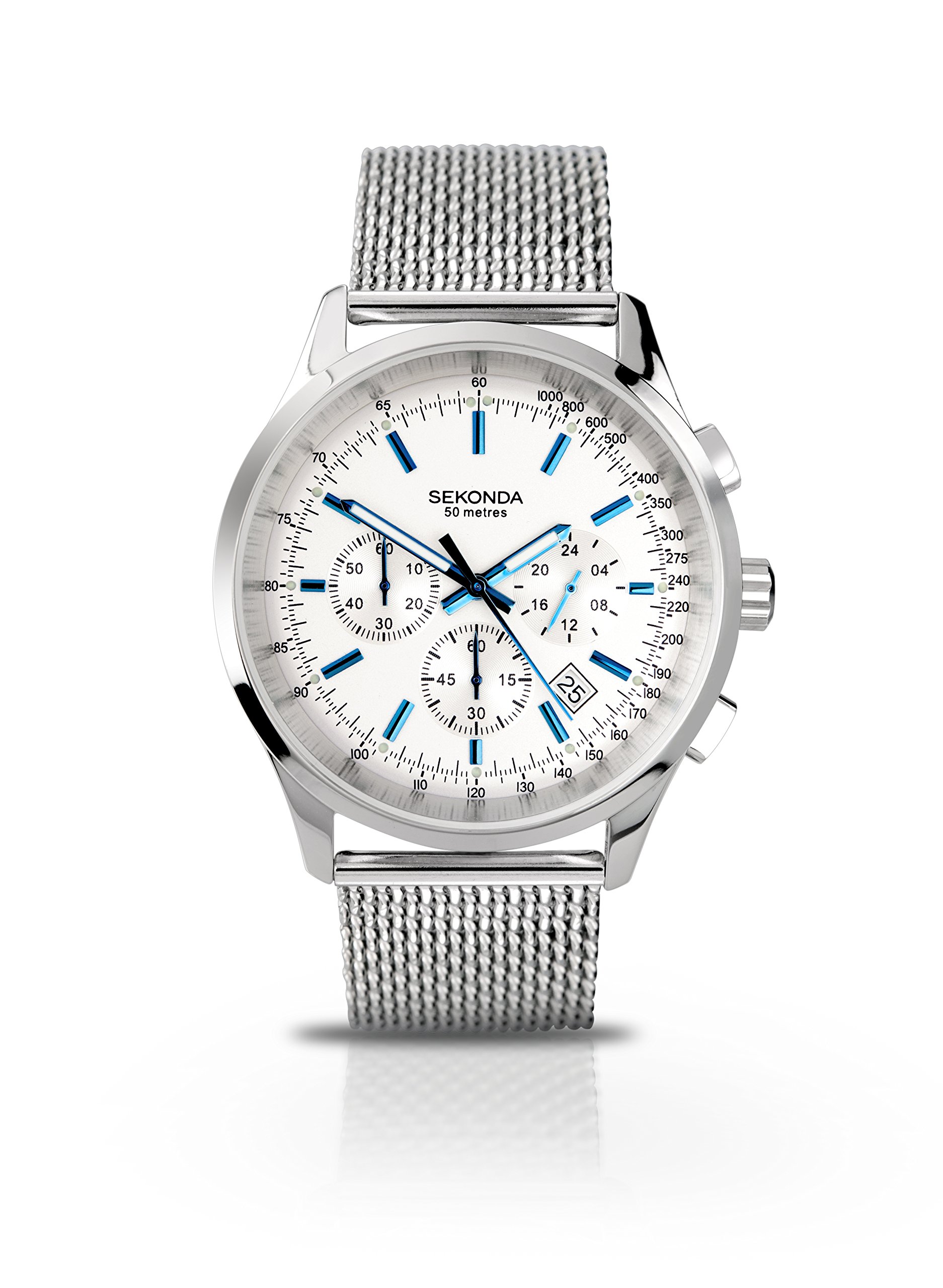Sekonda Men's Quartz Watch with Silver Dial Chronograph Display and Silver Stainless Steel Bracelet 3414.27