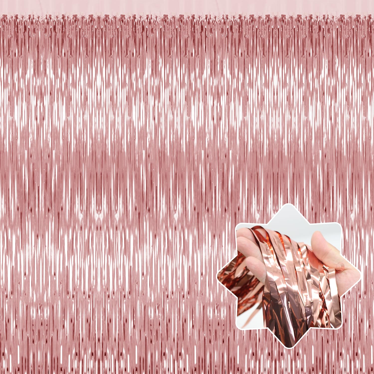 5 Pack Rose Gold Backdrop Birthday Decorations Foil Curtain Backdrop Bachelorette Party Decorations Rose Gold Party Decor Streamers Groovy Birthday