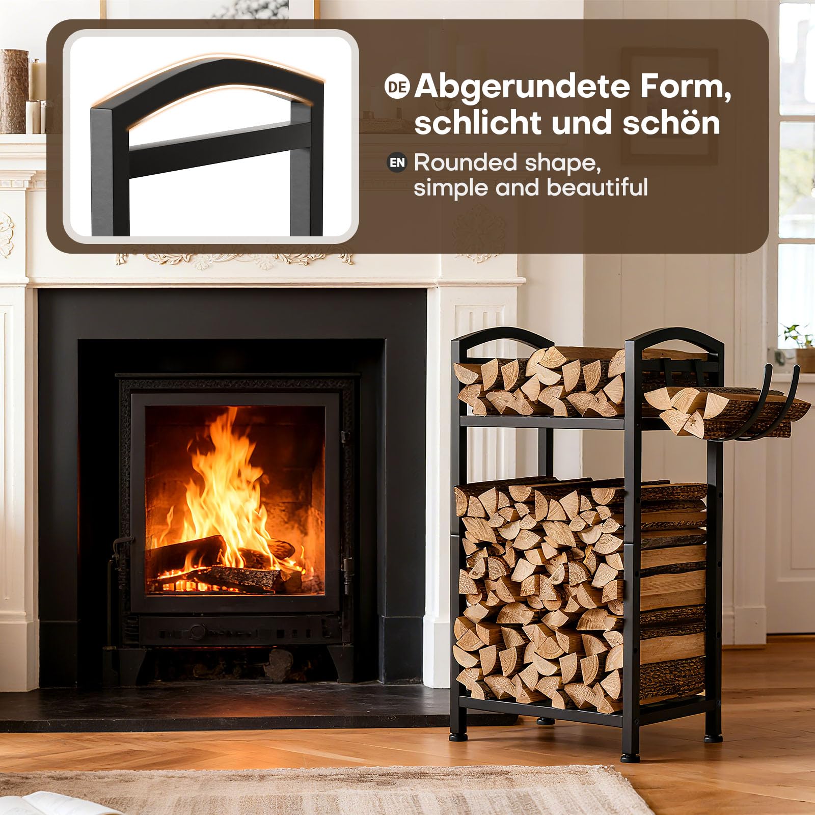 Yorbay Kaminholzregal Metall Innen Modern: 40,5 cm Breit Brennholzregal