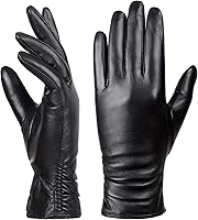 Dsane Women's Touchscreen Leather Gloves Winter Warm Genuine Lambskin for Driving & Texting