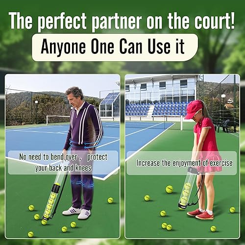 Miniatura 7 de Hikeen Tubo de recogida de pelotas de tenis duradero con 612 pelotas de tenis, recogida rápida y almacenamiento, tubo de pelota de tenis con correa