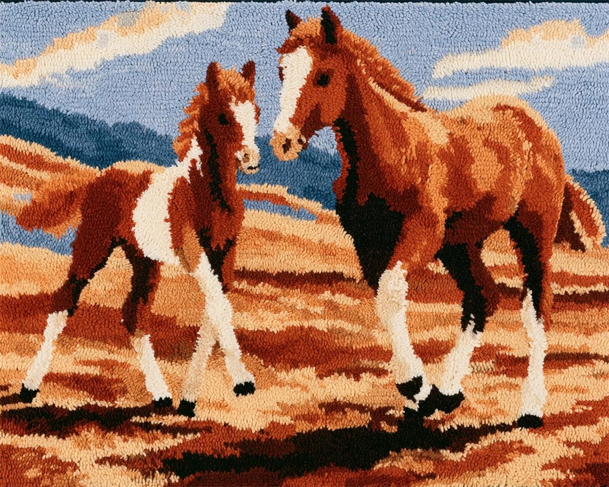 FWRTYCB 3D Latch Hook Rug Kit Horse