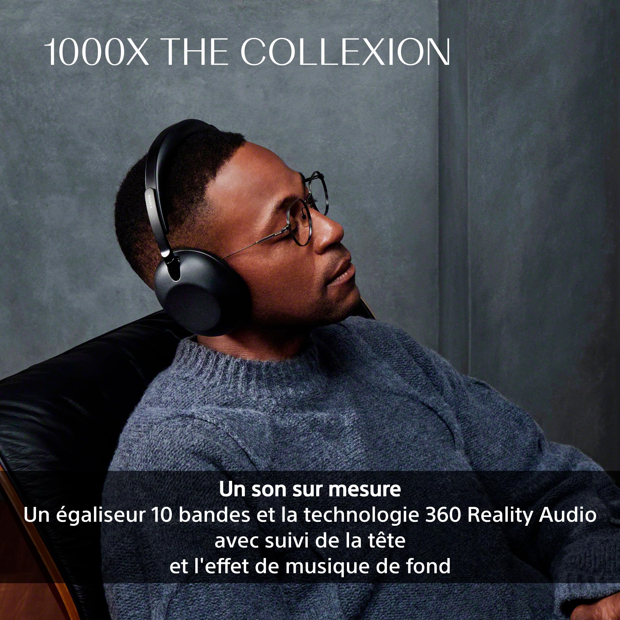 Casque Bluetooth sans fil de luxe SONY 1000X THE COLLEXION, son haute résolution de qualité studio, réduction de bruit haut de gamme, audio spatial 360°, étui résistant, compatible iOS et Android–Noir