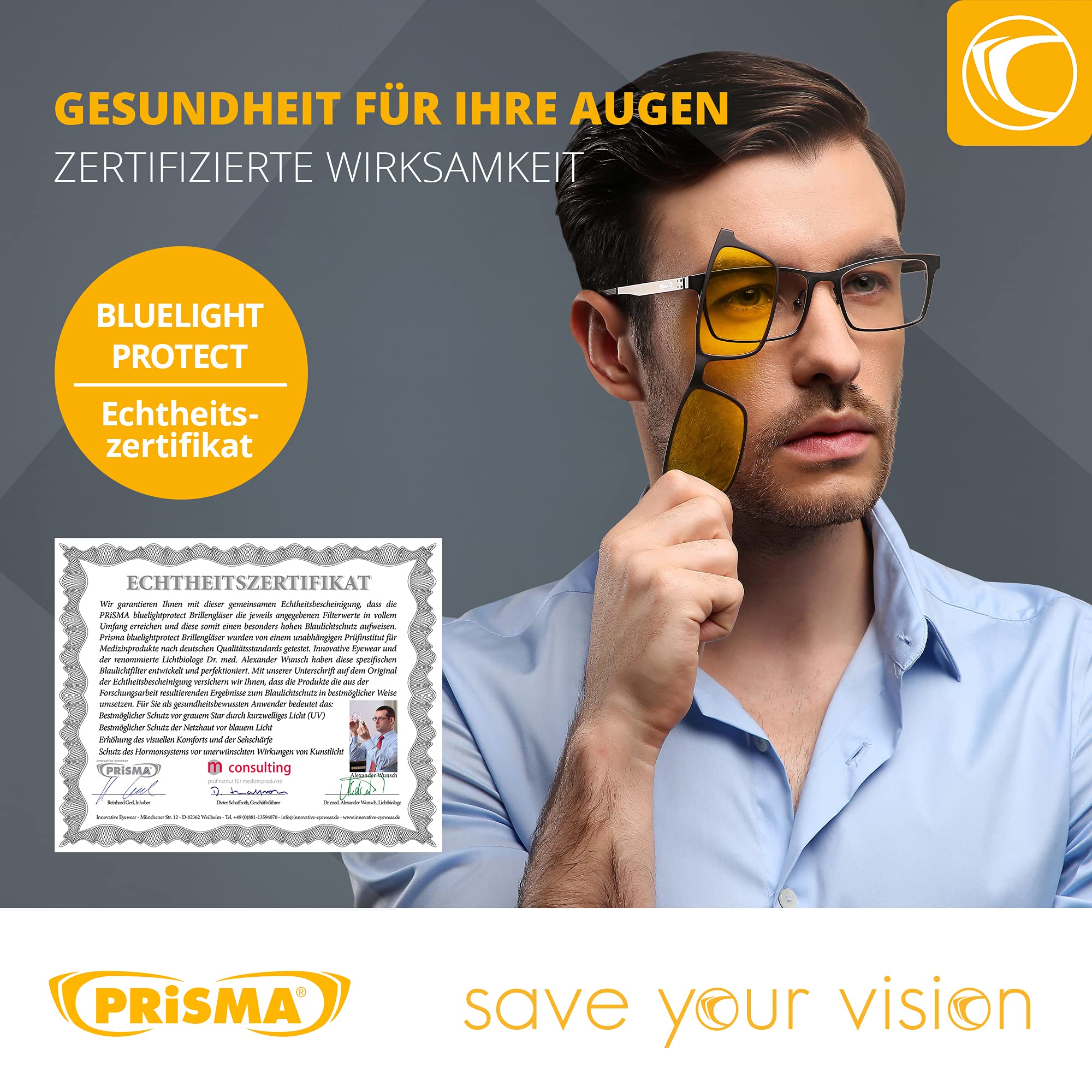 PRiSMA VARiA 2 - okulary z filtrem przednim magnetycznym światłem niebieskim EASY90 - do gier i TV - bluelightprotect - VA2702