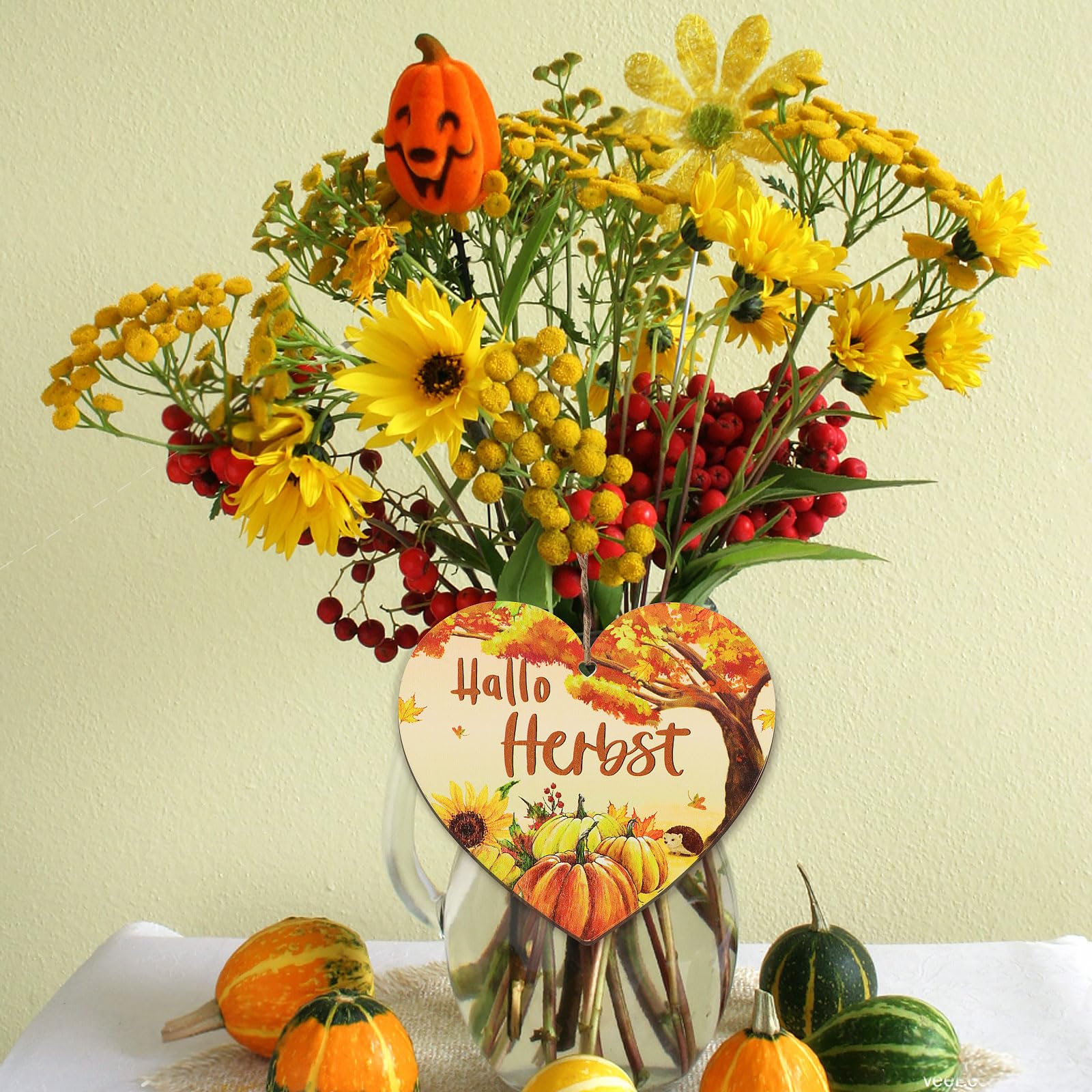 Herbst Anhänger Holz - 'Hallo Herbst' Deko Mit Schnur Zum Aufhängen