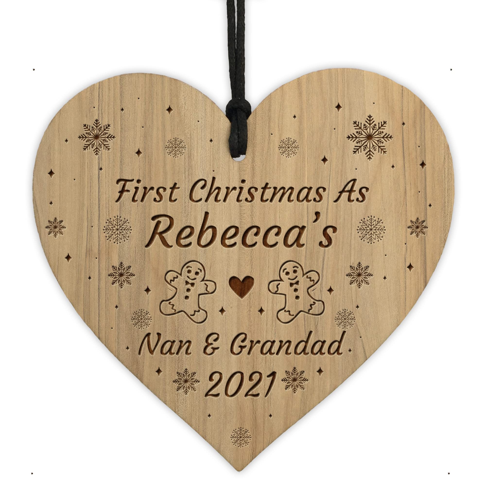 Red Ocean 1st Christmas As Nan And Grandad Decoration Engraved Wood Tree Decoration Personalised Grandparent Gifts