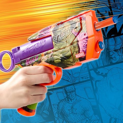 Miniatura 7 de Nerf Marvel Hulk Dart Blaster  4 dardos de espuma Nerf N1  Diseños inspirados en Hulk  Regalos para niños  Juguetes y juegos al aire libre para