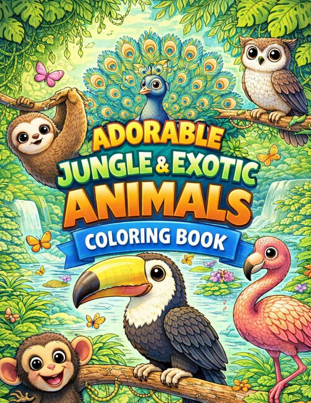 Wild Animals Coloring Book: 48 Cute and Easy Coloring Pages for Kids Ages 3–5 (Cute Animals Coloring Book Series for Kids Ages 3–5)