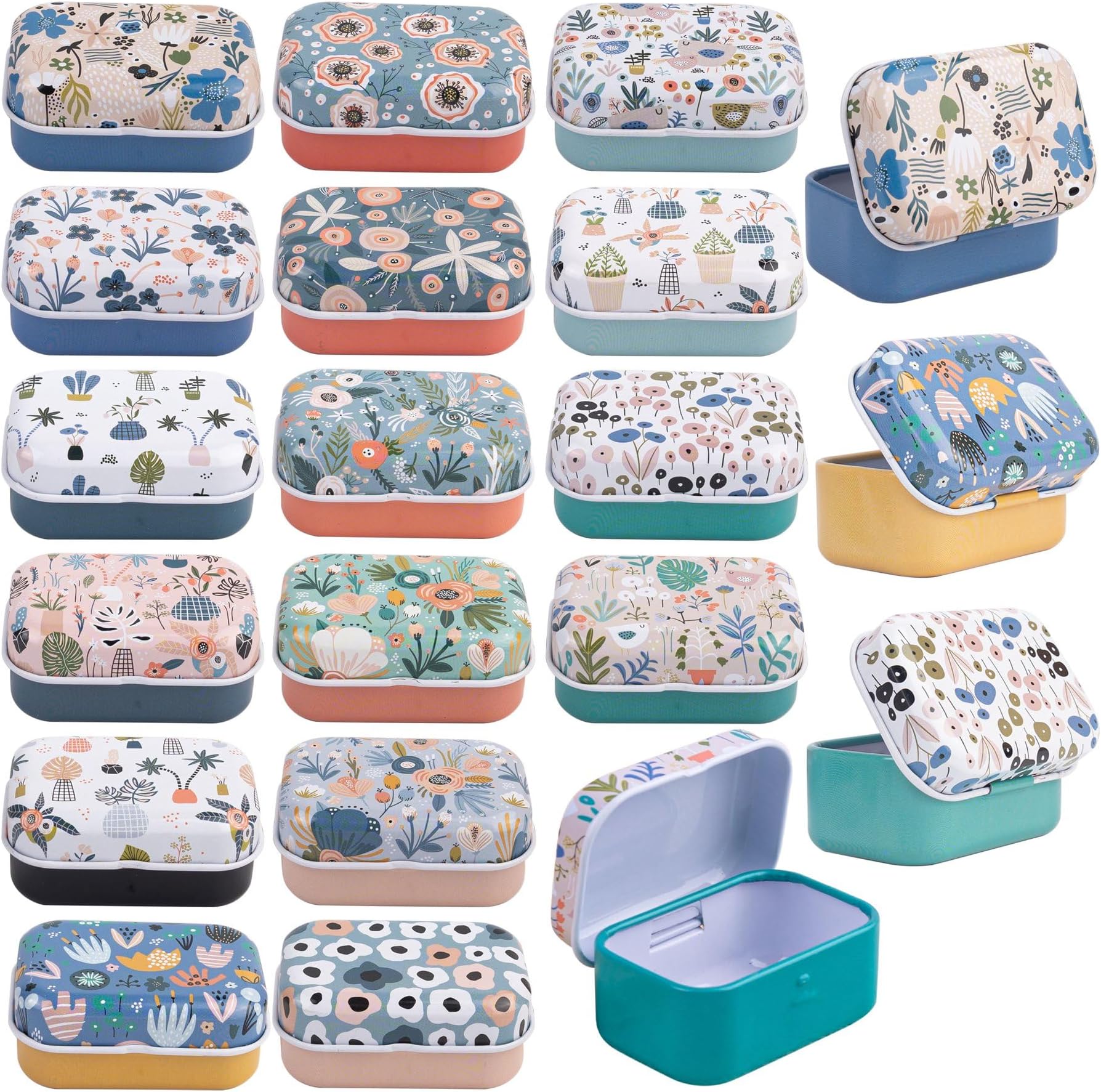 Amazon.com: AUEAR, 10 Pack Vintage Flower Print Mini Tin Coin Box ...