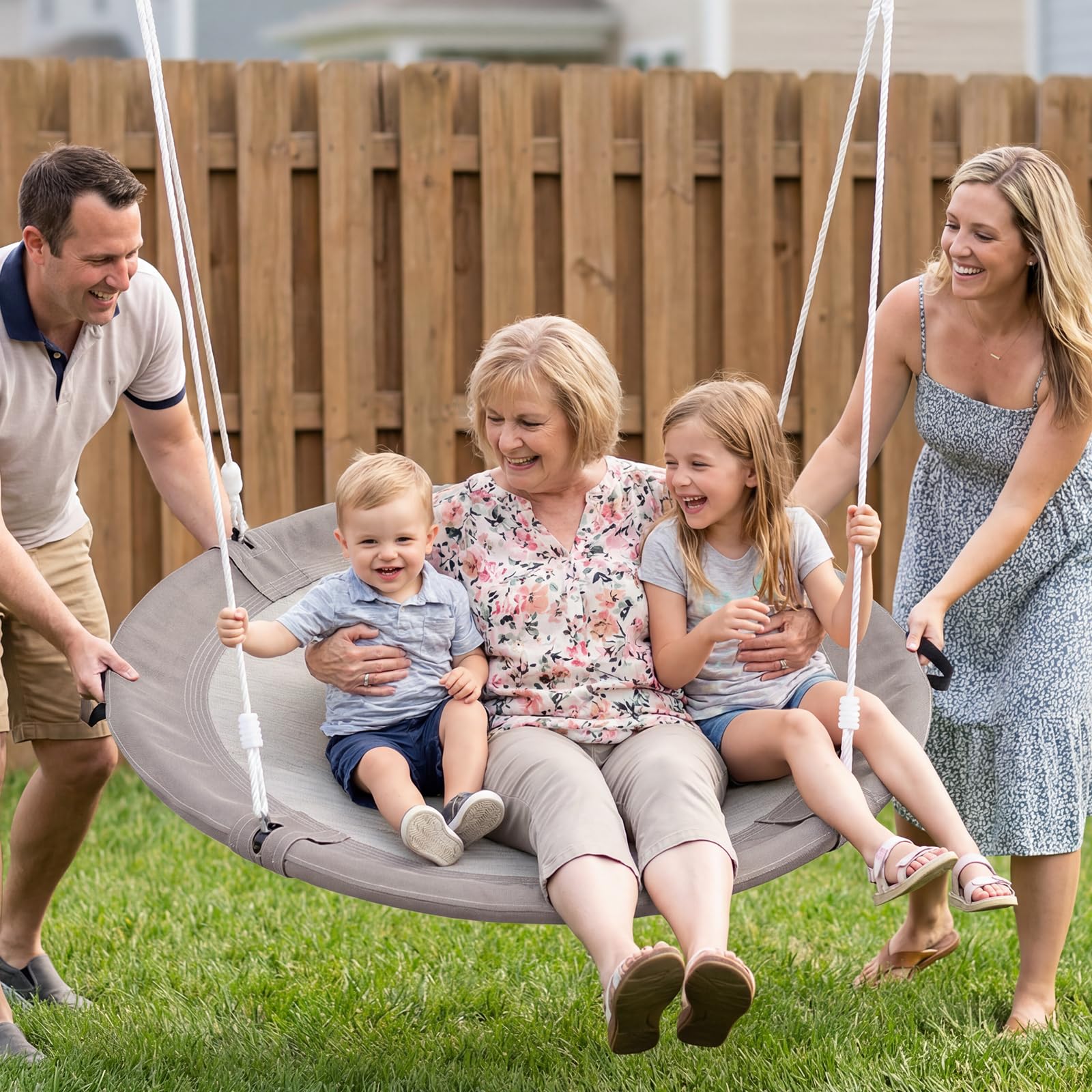 Trekassy Nestschaukel 120cm Tellerschaukel 300kg 900D Oxford wasserfeste Kinderschaukel Garten 2 Schaukel Gurte 3M verstellbare Hängeschaukel Indoor Outdoor Kinder (Sand)
