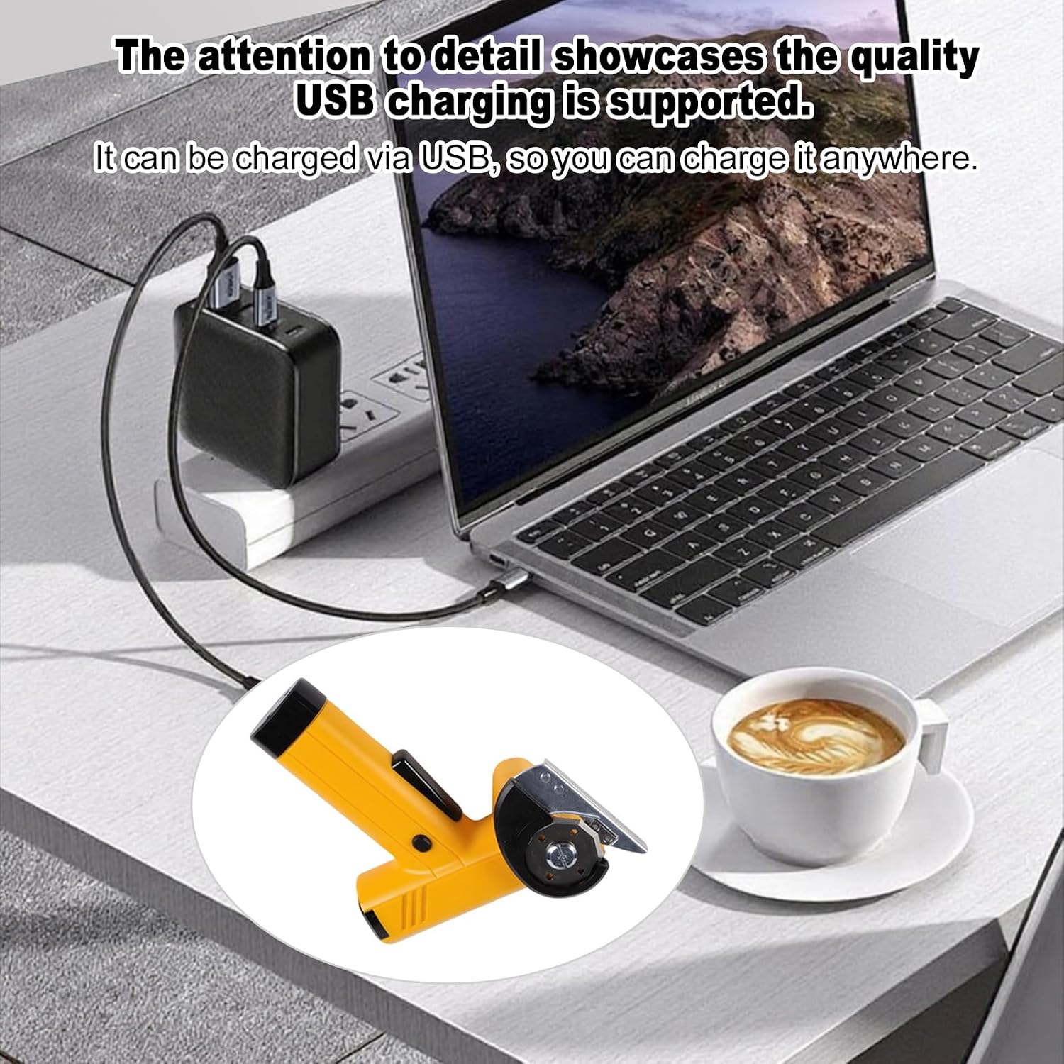 Garosa 4.2V Rechargeable Paper Cutting Machine Electric Fabric Cutter with 4 Speed Adjustment and LED Light for Leather Fabric Plastic Cardboard (Yellow)