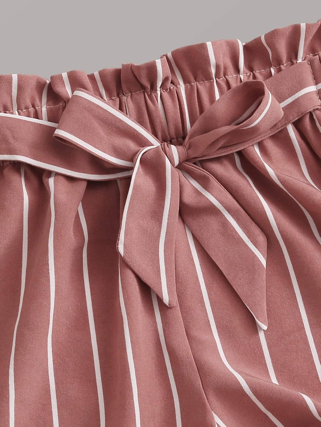 OYOANGLE Girl's 2 Piece Outfits Summer Tie Knot Tank Top and Paperbag Waist Striped Shorts Set - Image 3