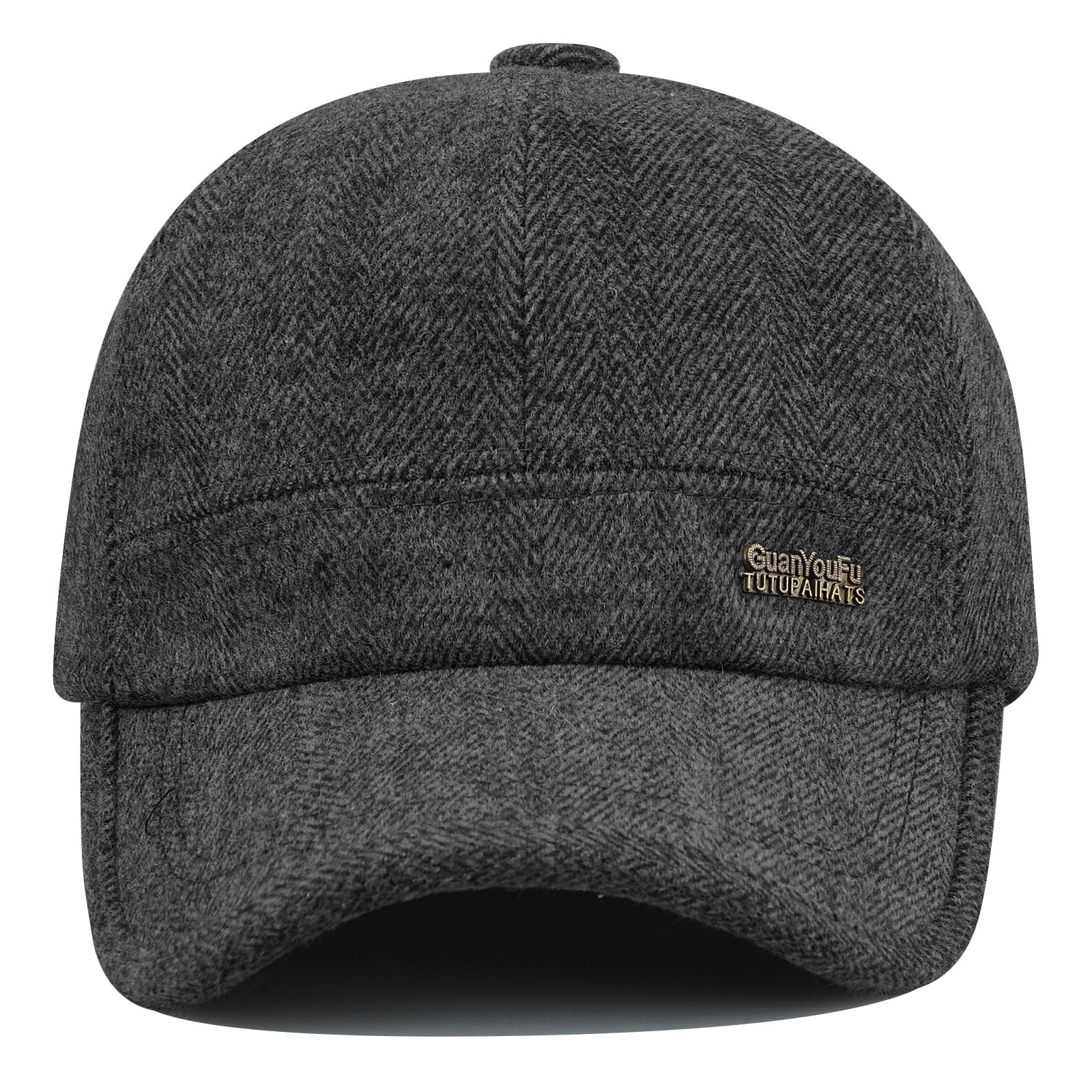 Berretto da baseball invernale con paraorecchie Cappello uomo in tweed di lana papà termico spesso e caldo