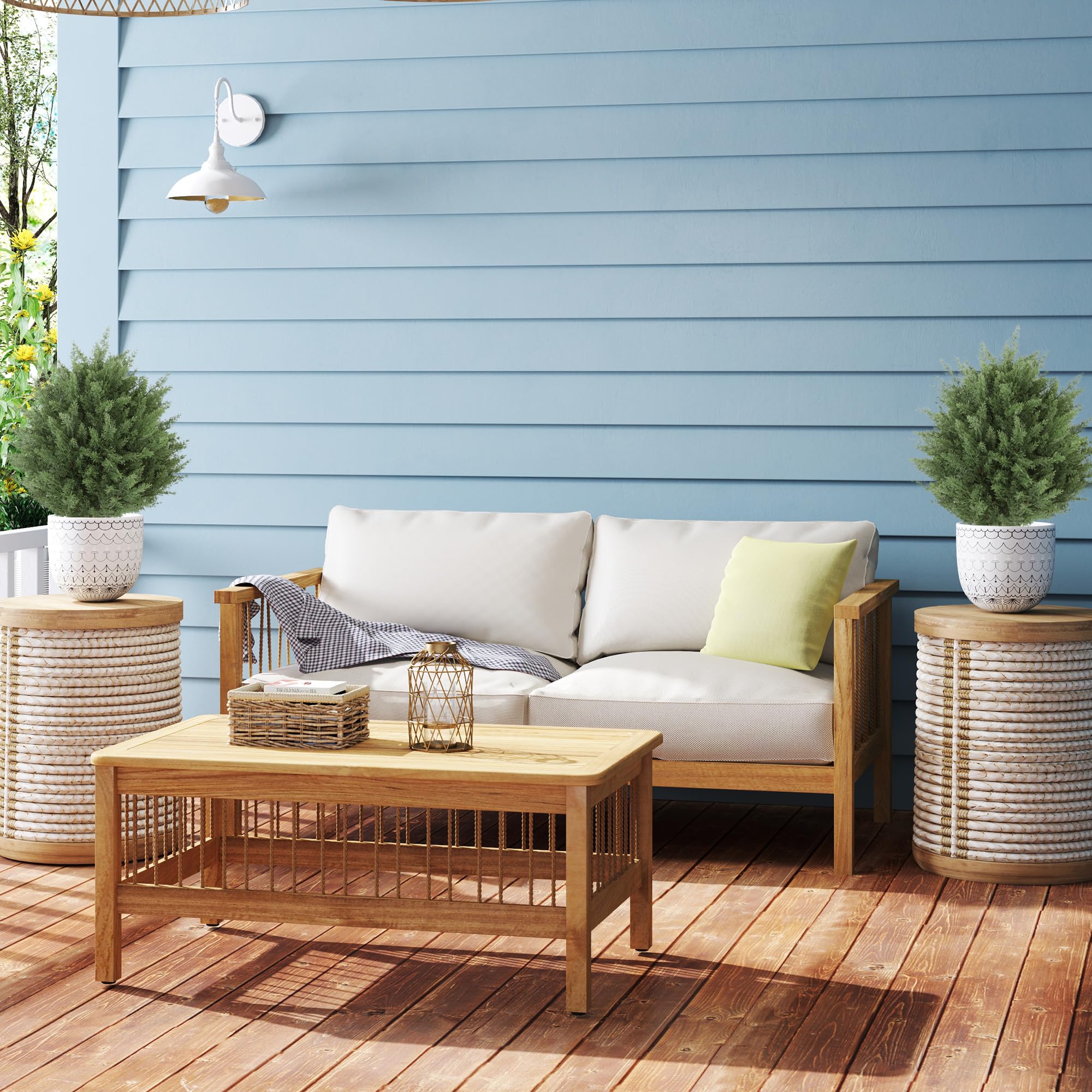 HOMCOM 2er-Set Künstliche Pflanzen 40 cm UV-beständige Kunstpflanze | Zypresse, 387 Blättern, Erdspieß, Wohnzimmer, Schlafzimmer, Büro, Garten