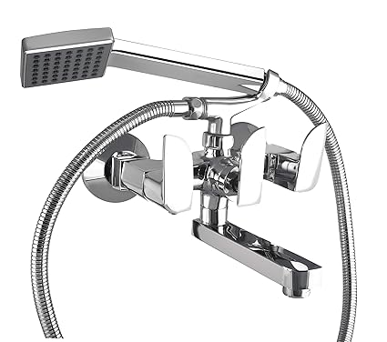 10X Brass Wall Mixer 2 in 1 for Bathroom WM-9540 with Crutch & Hand Shower with 1 Meter Tube