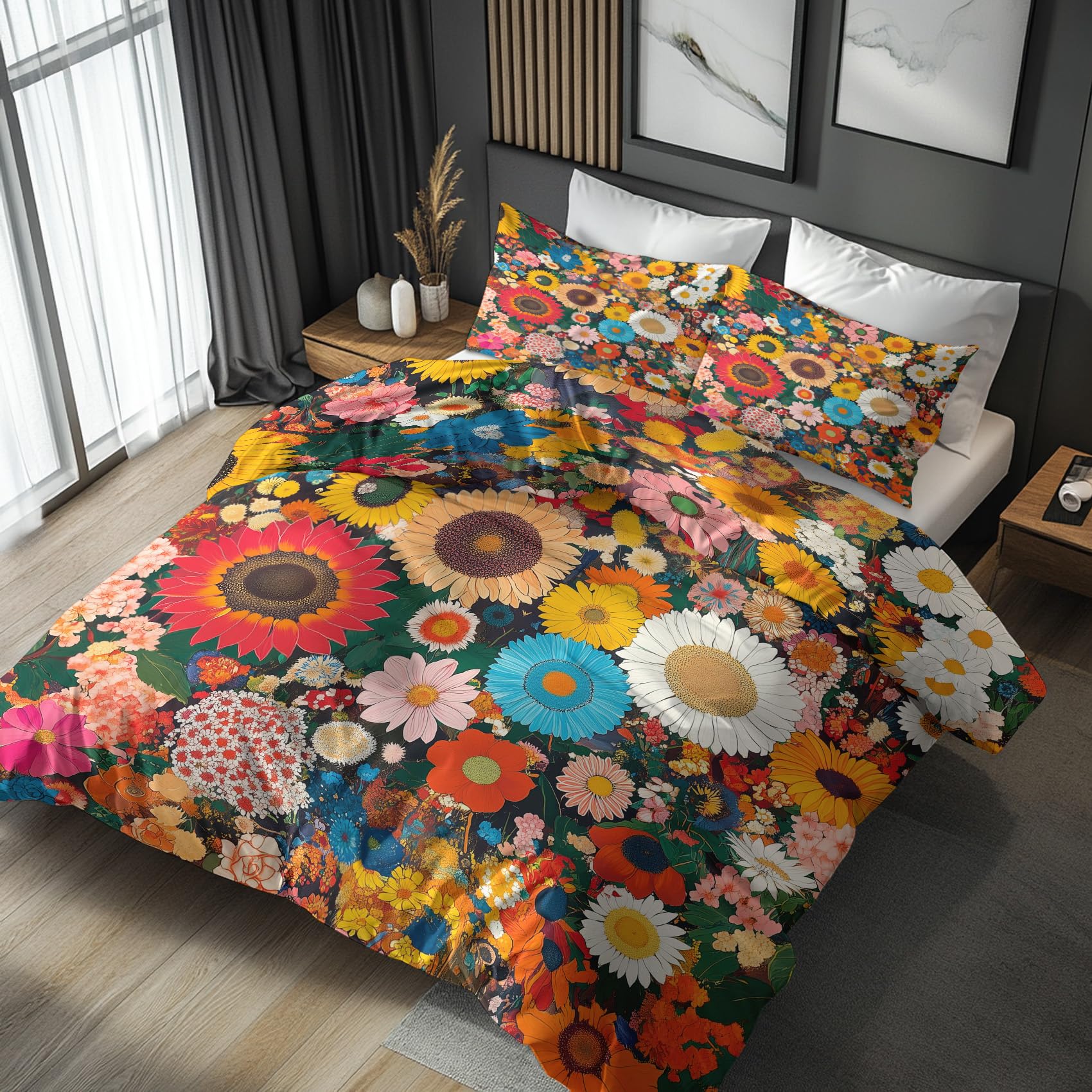 Housse de couette fleurie multicolore pour illuminer la décoration de votre chambre