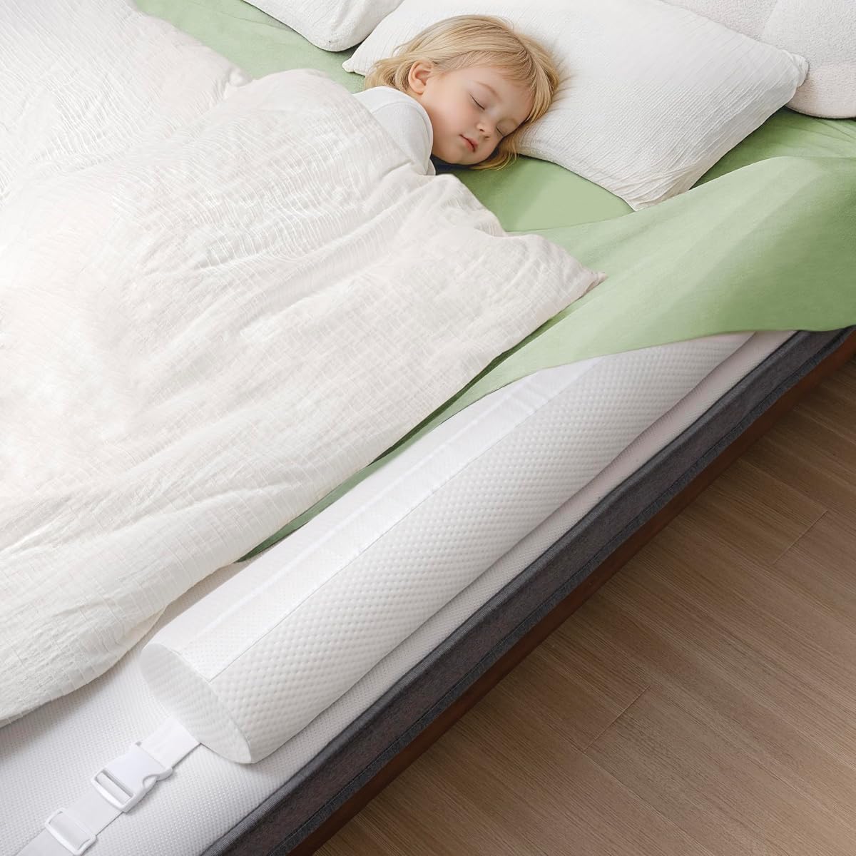 Bed Bumpers for Toddlers 1 Pack Bed Rail for Toddlers with Adjustable Straps Foam Safety Bed Guard Rail for Kids with Non-Slip Water Resistant and Washable Cover Bed Bumper for Twin, Queen,King