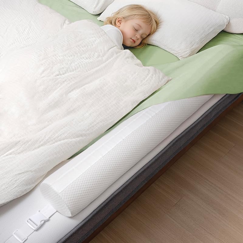Bed Bumpers for Toddlers 1 Pack Bed Rail for Toddlers with Adjustable Straps Foam Safety Bed Guard Rail for Kids with Non-Slip Water Resistant and Washable Cover Bed Bumper for Twin, Queen,King