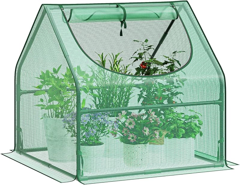 Mini invernadero portátil de 3 × 3 × 3 pies, cubierta para plantas de PE de alta densidad con ventana enrollable con cremallera, perfecto para el cultivo de plantas en interiores y exteriores