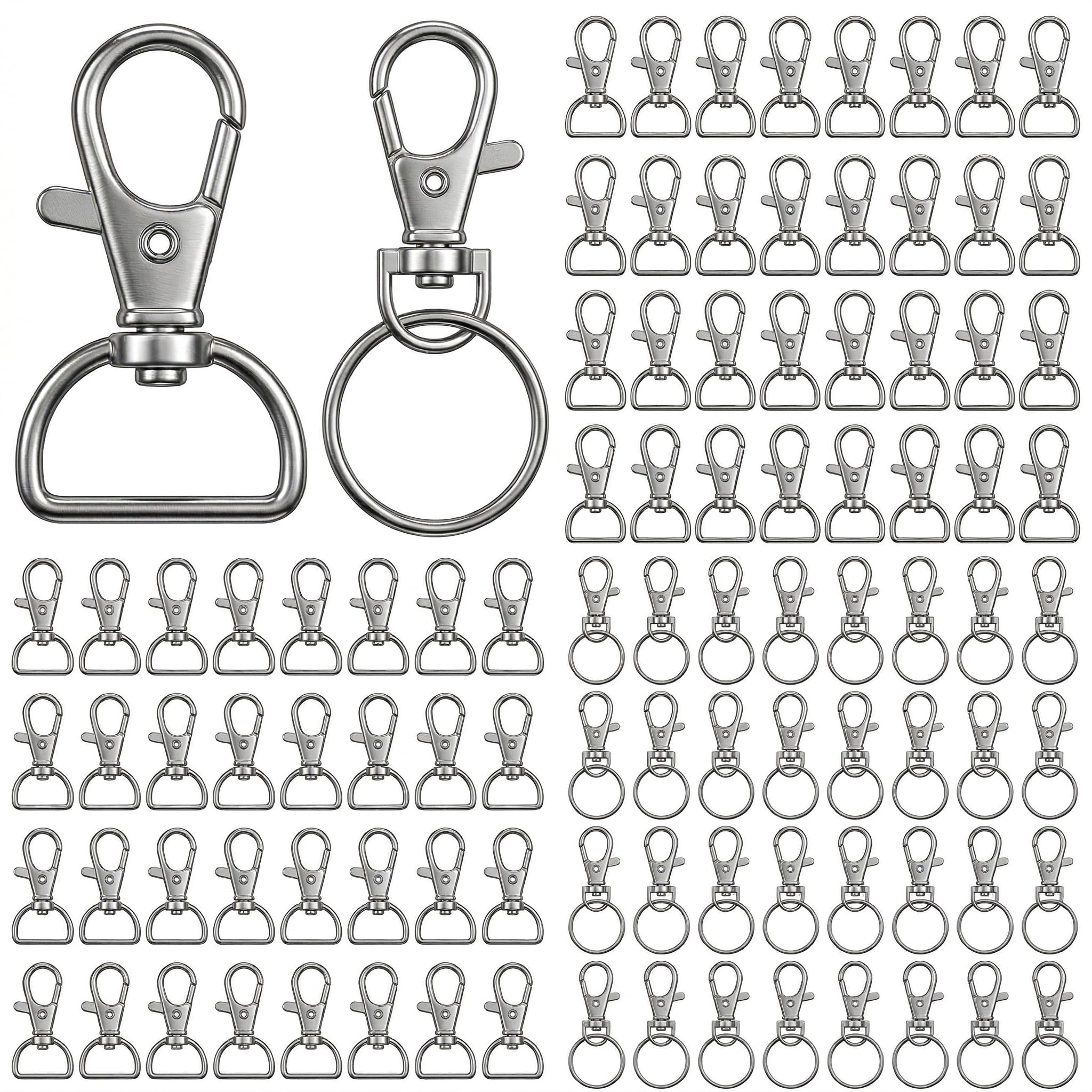 60 Pcs Keyring Ring Kit with D-Ring and Key Ring Hoop for DIY Keyring Craft