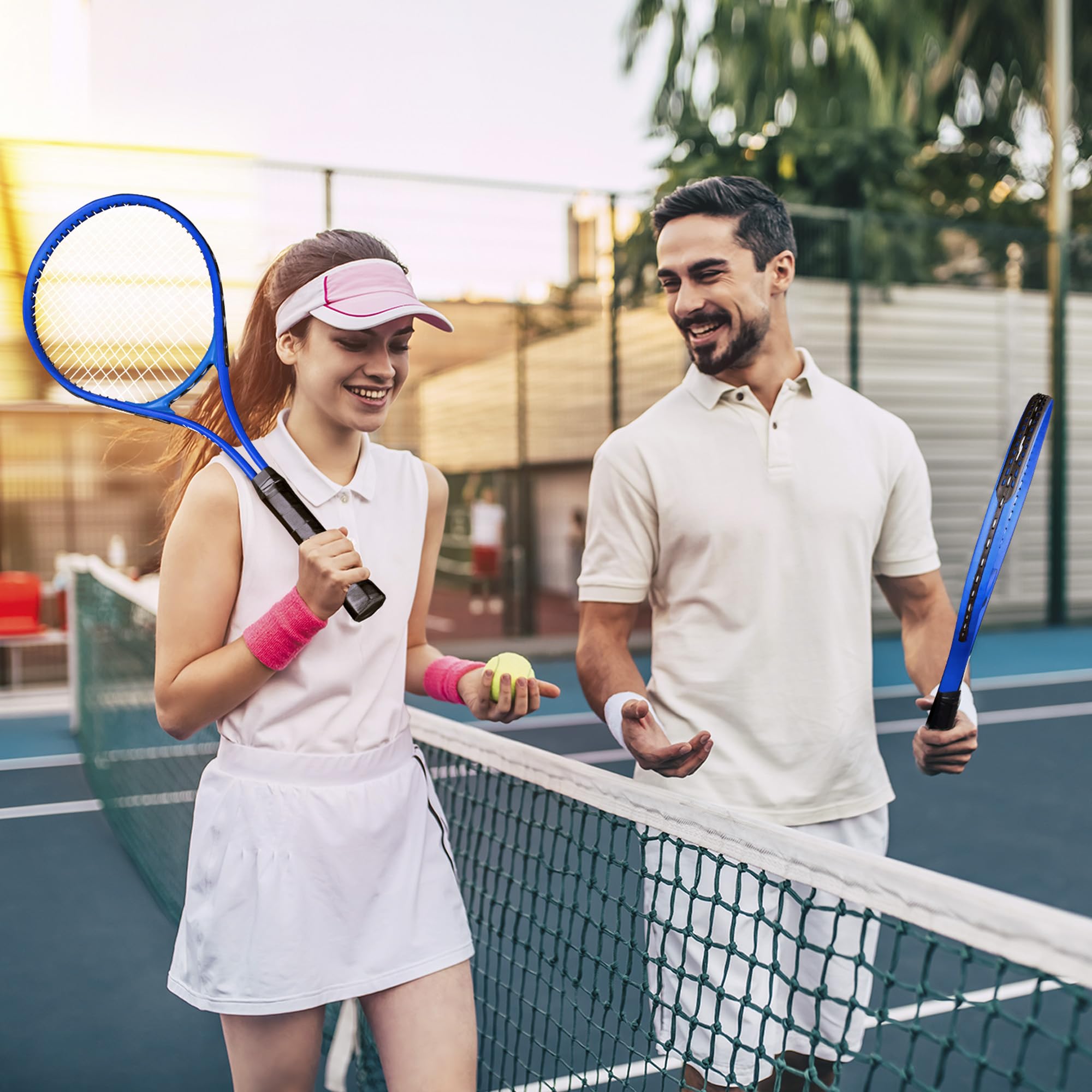 HIRALIY Ensemble de Raquettes de Tennis 68,6 cm pour Adultes, 2 Raquettes Pré-cordées, 2 Bandes, 3 Balles, Sac
