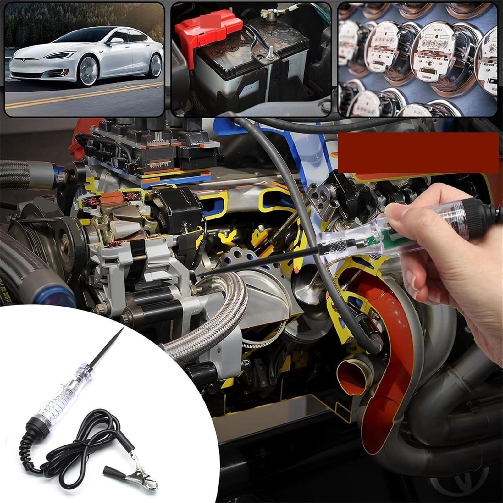 Spannungsprüfer, 6 Stücke Auto Lkw Spannung Circuit-Tester Sonde Stift Reparatur Werkzeug,Autoelektrikwerkzeug(Black)