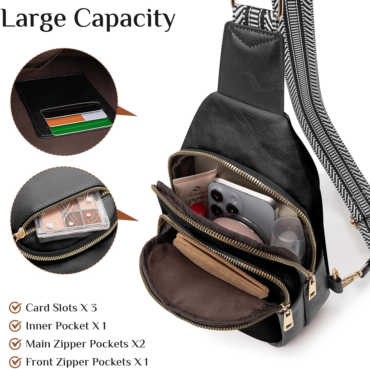 Small Leather Sling Bags for Women Fashion Crossbody Backpack Purse Sling Crossbody Bags - Image 4