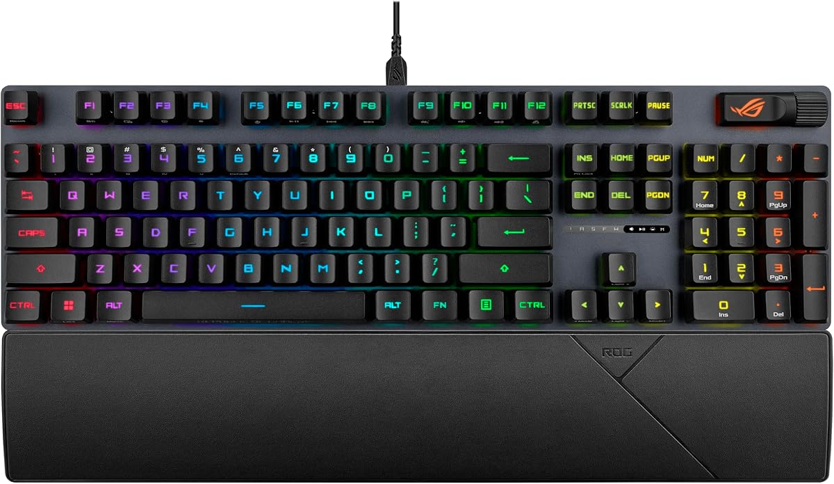 Teclado para juegos ROG Strix Scope II, interruptores ópticos lineales ROG RX Red prelubricados, espuma amortiguadora de sonido, teclas PBT de doble disparo, teclas de acceso rápido de transmisión, controles multifunción, reposamuñecas | ROG RX Red Linear Optical, espuma amortiguadora de sonido, teclas PBT de doble disparo, teclas de acceso rápido de transmisión, controles multifunción, reposamuñecas