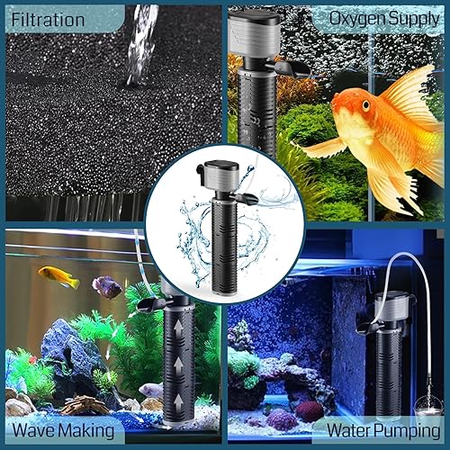 Miniatura 4 de SainSmart XpertMatic - Filtro de acuario de 45 W, bomba de agua sumergible para tanque de peces de hasta 220 galones, filtro de esponja bioquímica
