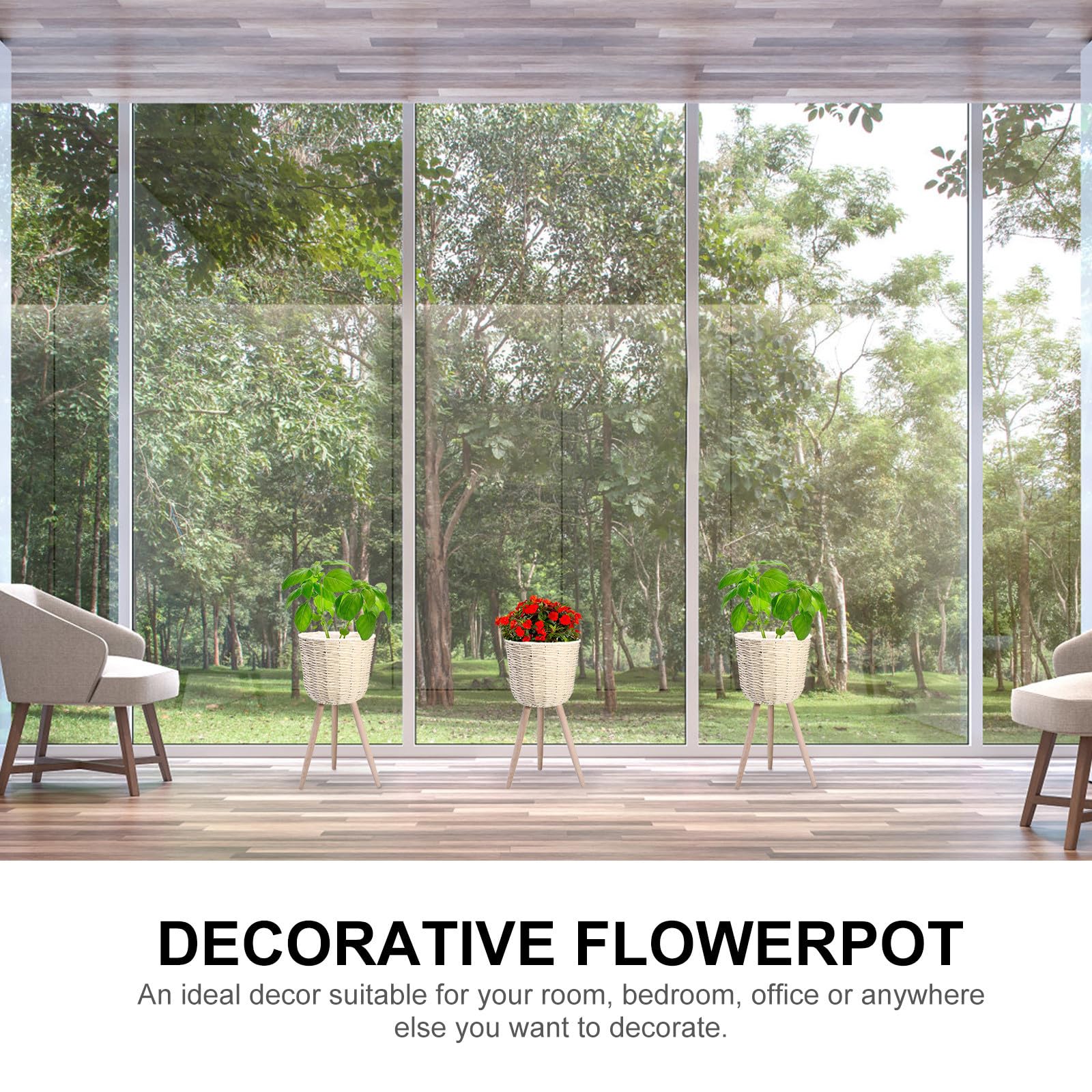 Vaso da Fiori con Staffa Angolare in Legno 1 Pezzo Beige