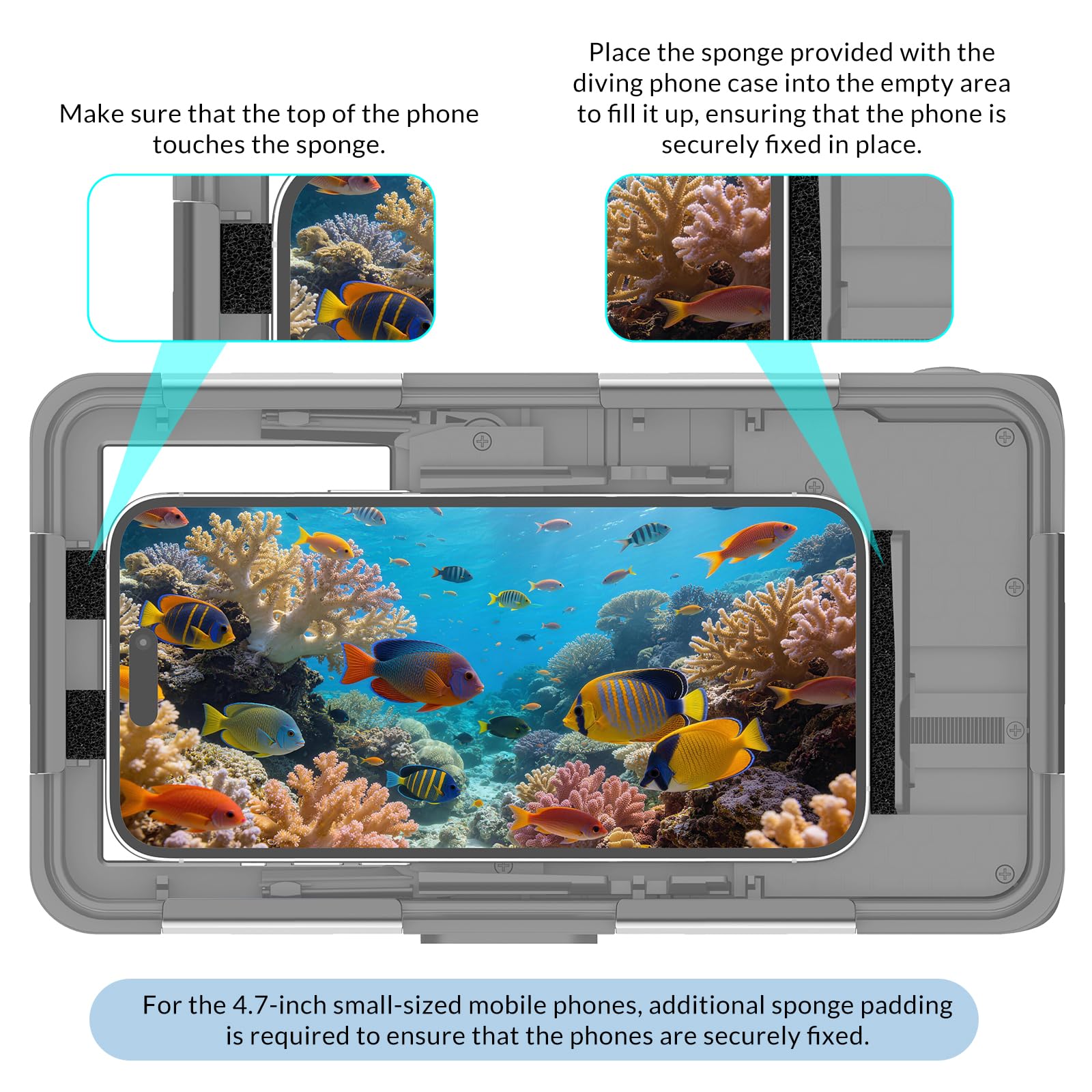 2025 - Funda para teléfono de buceo subacuático para teléfono 17/16/15/14/13/12Pro Max/Galaxy S25/S24/S23. (15 m), funda impermeable profesional de buceo submarino para video fotográfico (gris)