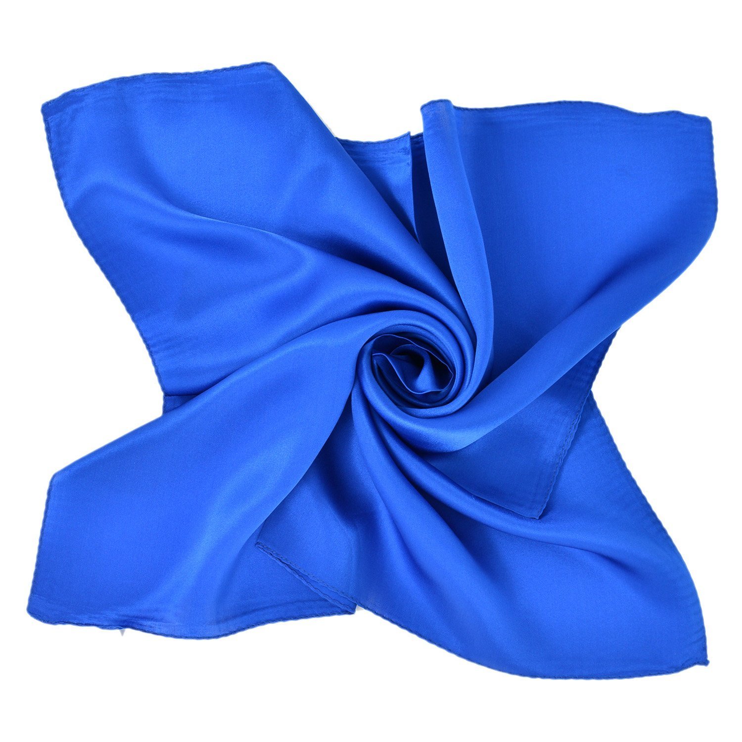 Versatile 100% Mulberry Silk Solid Colour Unisex 53cm x 53cm Bandana Square Scarf Neckerchief (Sapphire Blue)