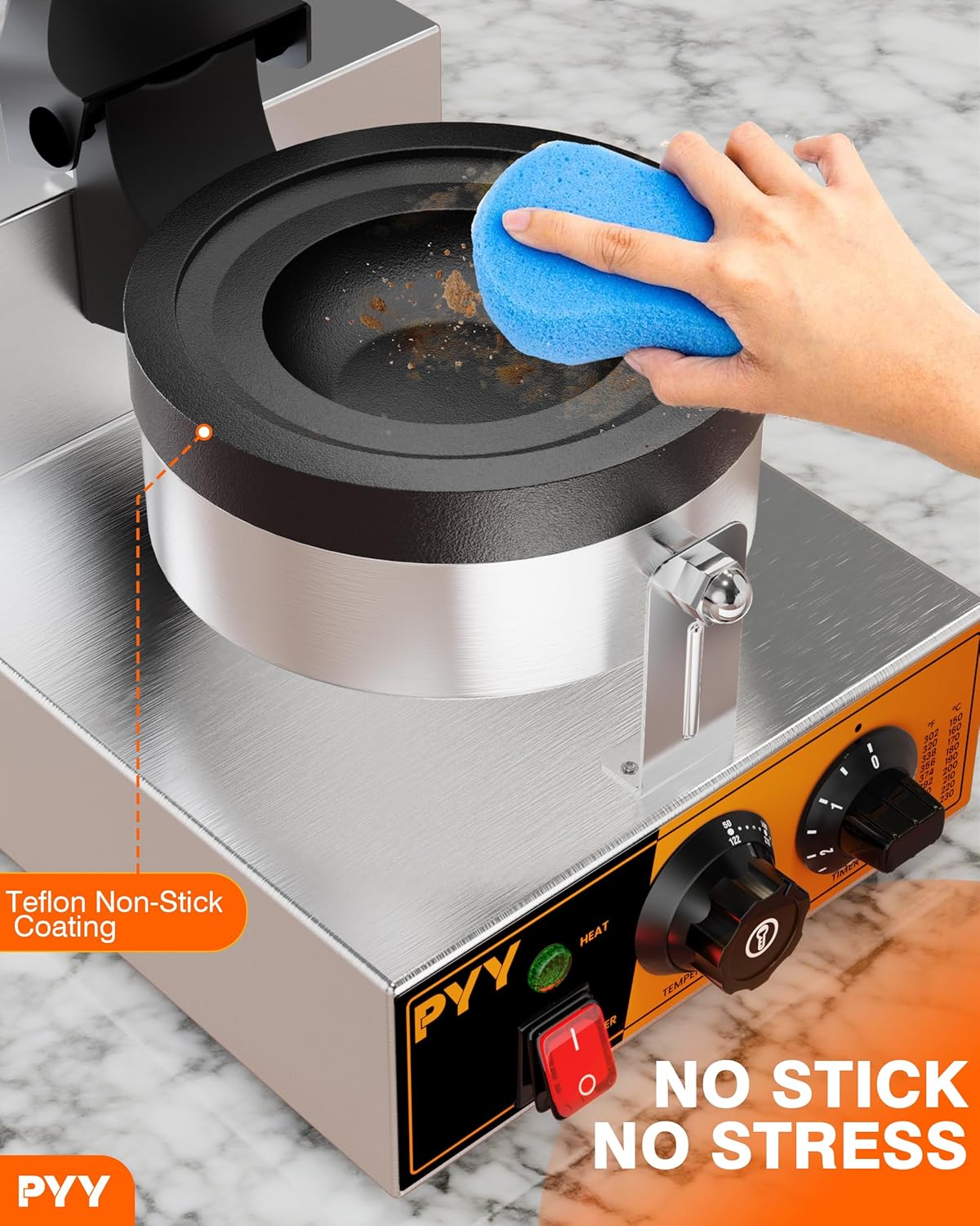 PYY UFO Burger Maker Machine - Ice Cream Burger Waffle Maker with Temp and 5 Mins Timer Control, Non-stick Coating, with cleaning cloths whisk food clip brushes, for Food Truck Bakery Restaurant
