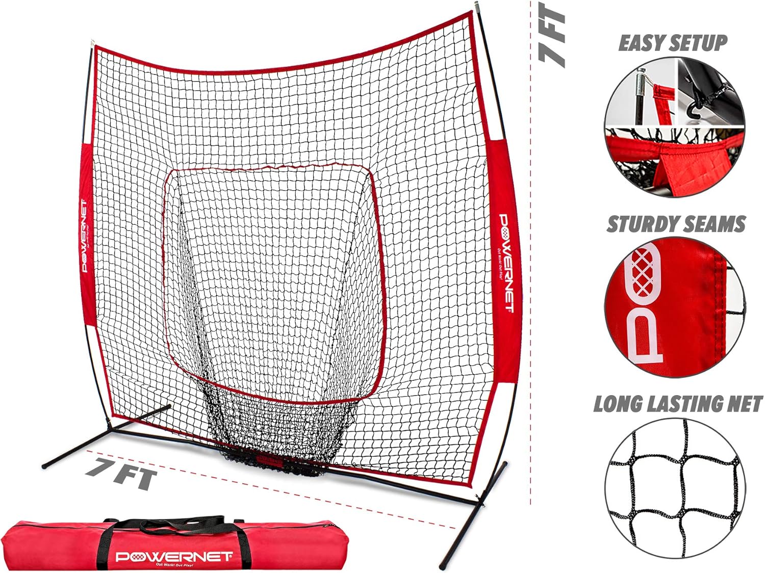 PowerNet Baseball and Softball Practice Net 7 x 7 with Bow Frame : Sports & Outdoors