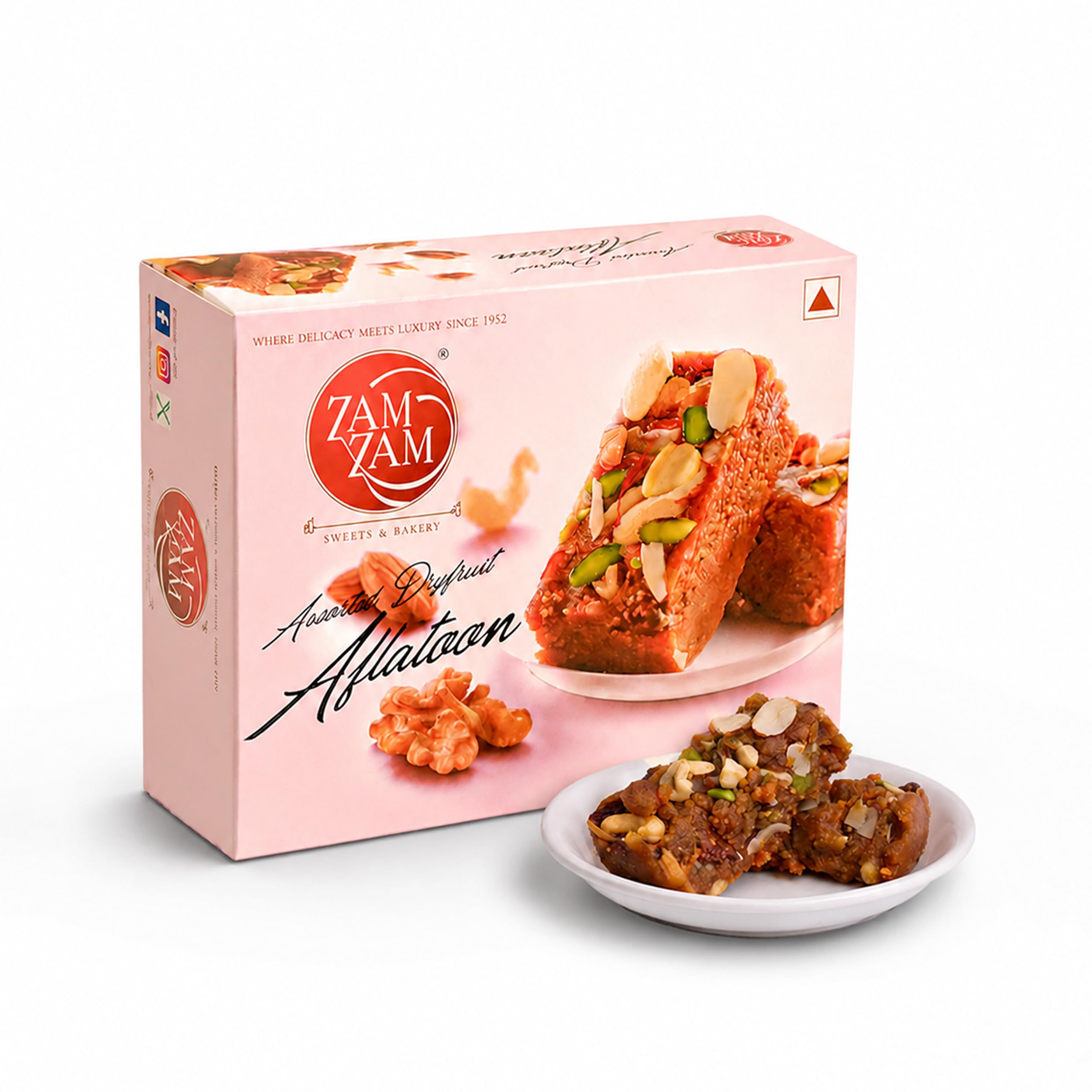 Zam Zam Assorted Dry Fruit Aflatoon Premium Traditional Indian Sweet Made from Selected Dry Fruits with Cashews, Almonds, Pistachios, Walnuts and Raisins | Rich Festive Dessert & Gift Box-image-9
