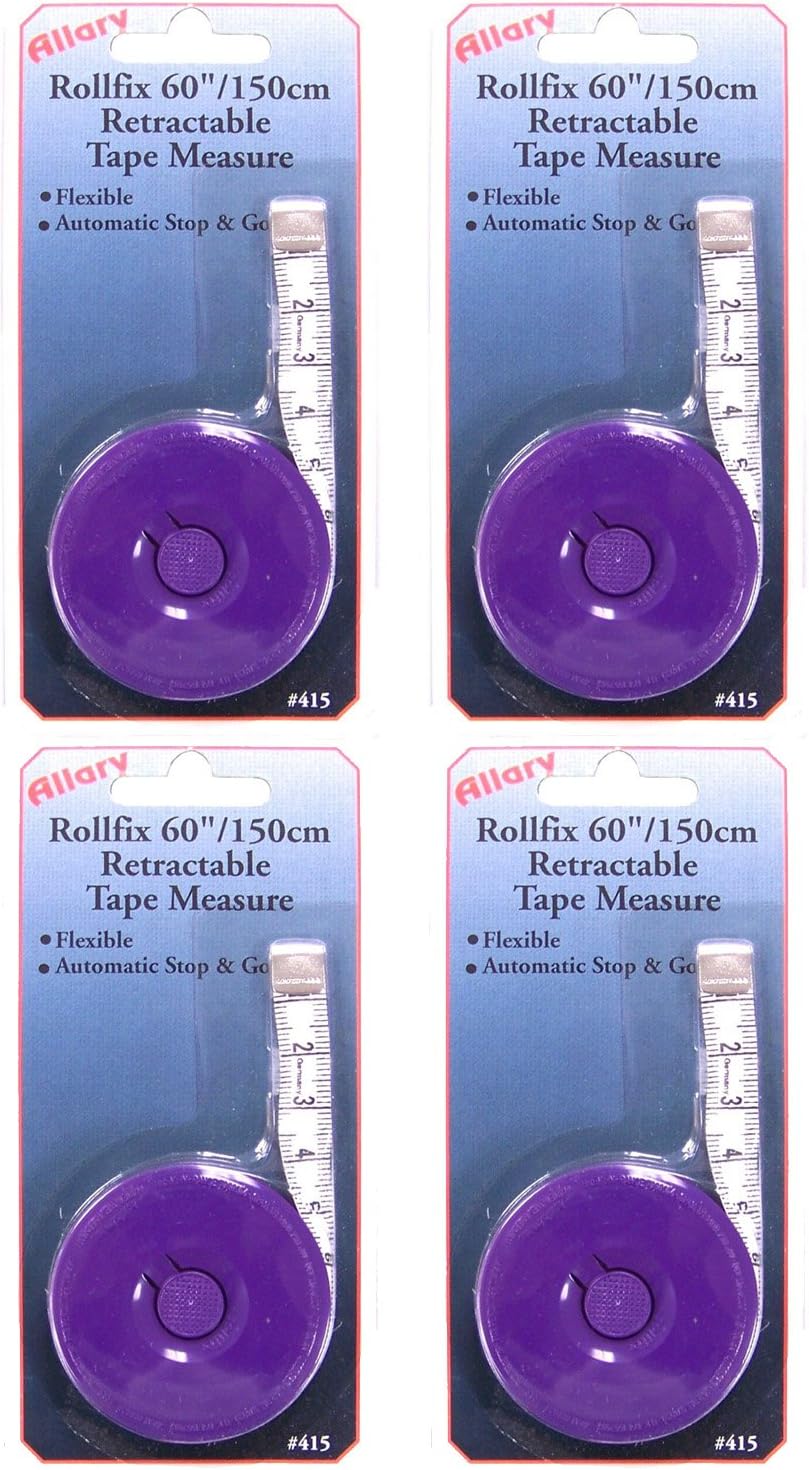 Allary Rollfix Hoechstmass 60-Inch/150-Centimeter Retractable Tape Measure - Assorted Colors (Set of 4 Rollfix Tapes)