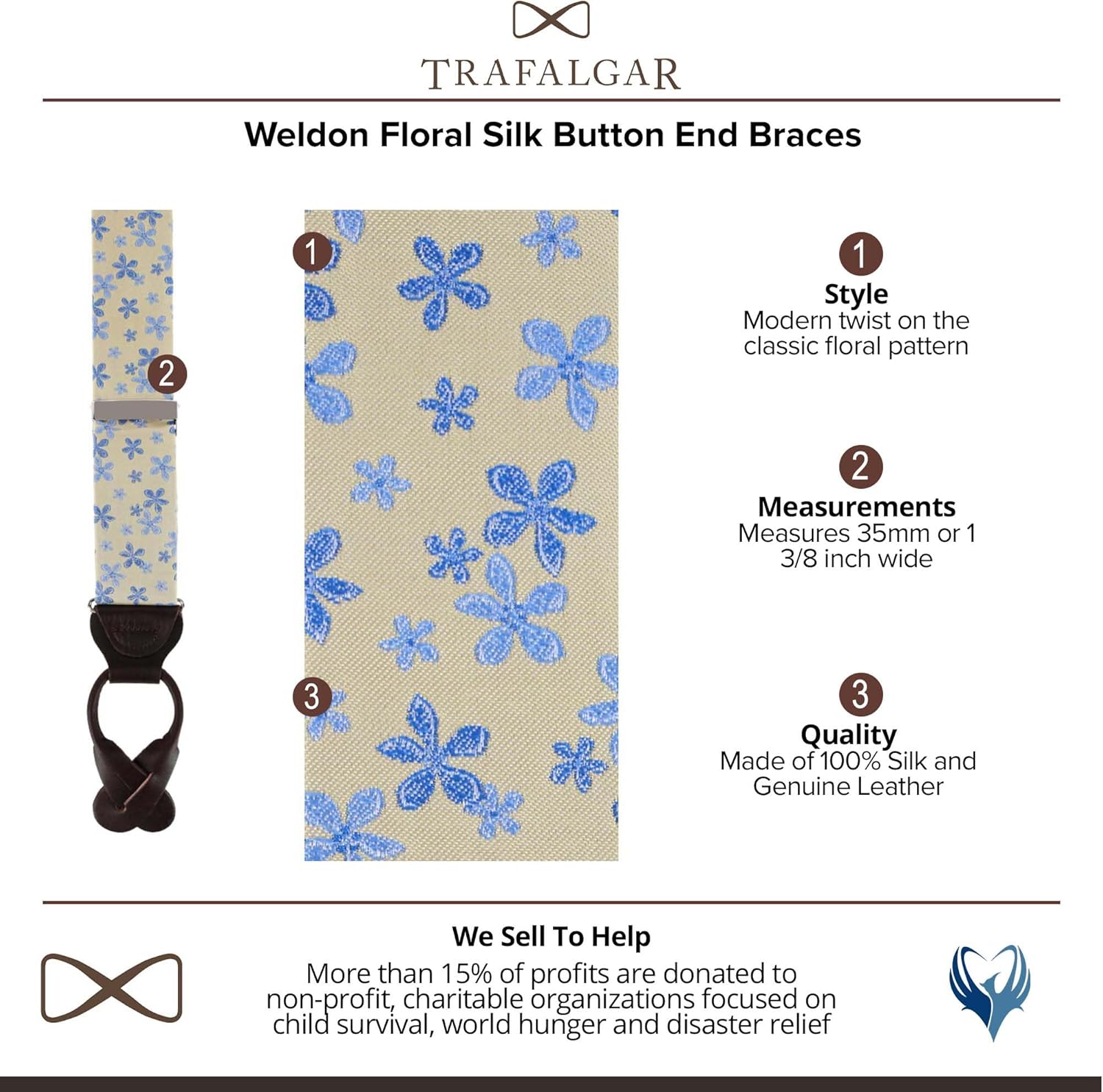 Trafalgar Men's Weldon Floral Silk Button End Braces (Suspenders)