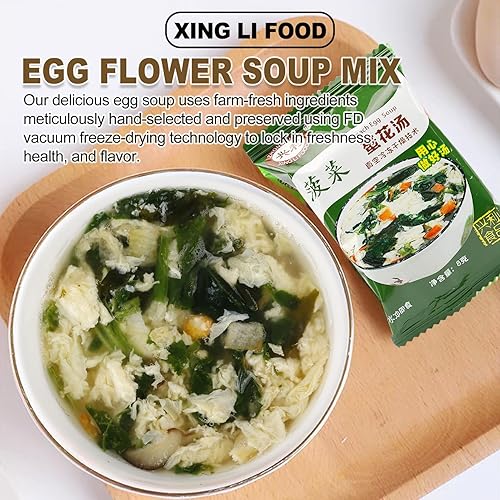 Miniatura 7 de Mezcla de sopa de flores de huevo, sopa de mezcla de verduras con 4 sabores (lavanda, espinacas, champiñones, tomate), 0.3 onzas (paquete de 8)