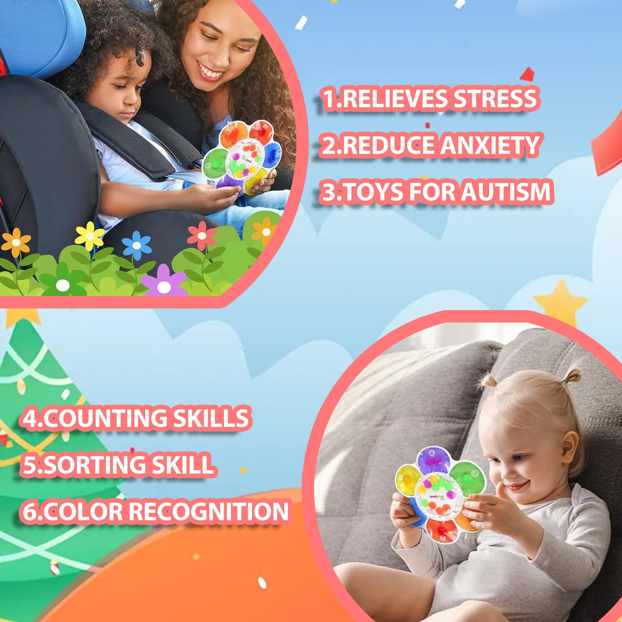 XWLEYW Color Sorting Toys for Toddlers, Sensory Fidget Toys for Autism ...