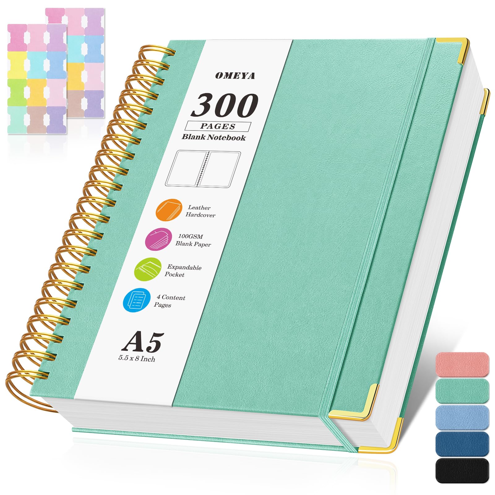 Blank Spiral Notebook: Leather Sketch Book, Unlined Notebook for Women Men