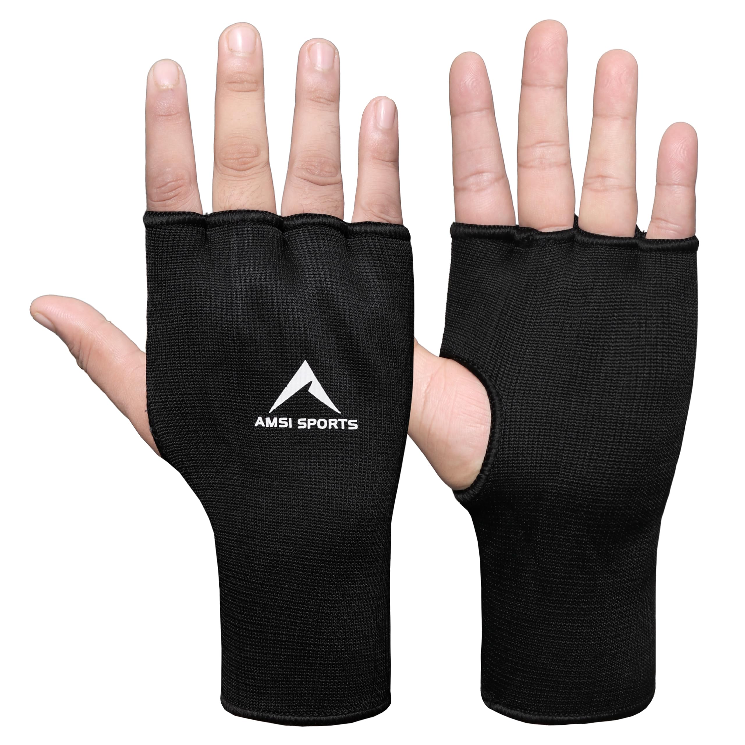 Boxing Hand Wraps Inner Gloves – Premium Boxing Inner Gloves – Half Finger Punching Mitts – Elasticated Wrap Mitts for Kickboxing, Muay Thai, MMA (S/M)