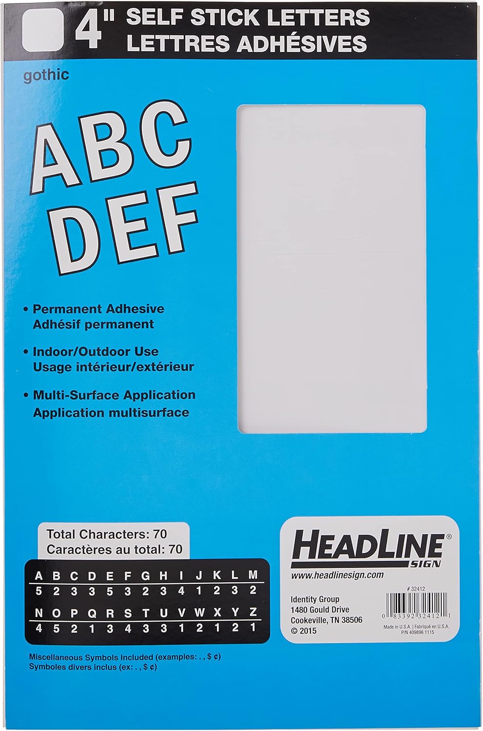 Headline Sign 32412 Stick-On Vinyl Letters, White, 4-Inch, Made in USA