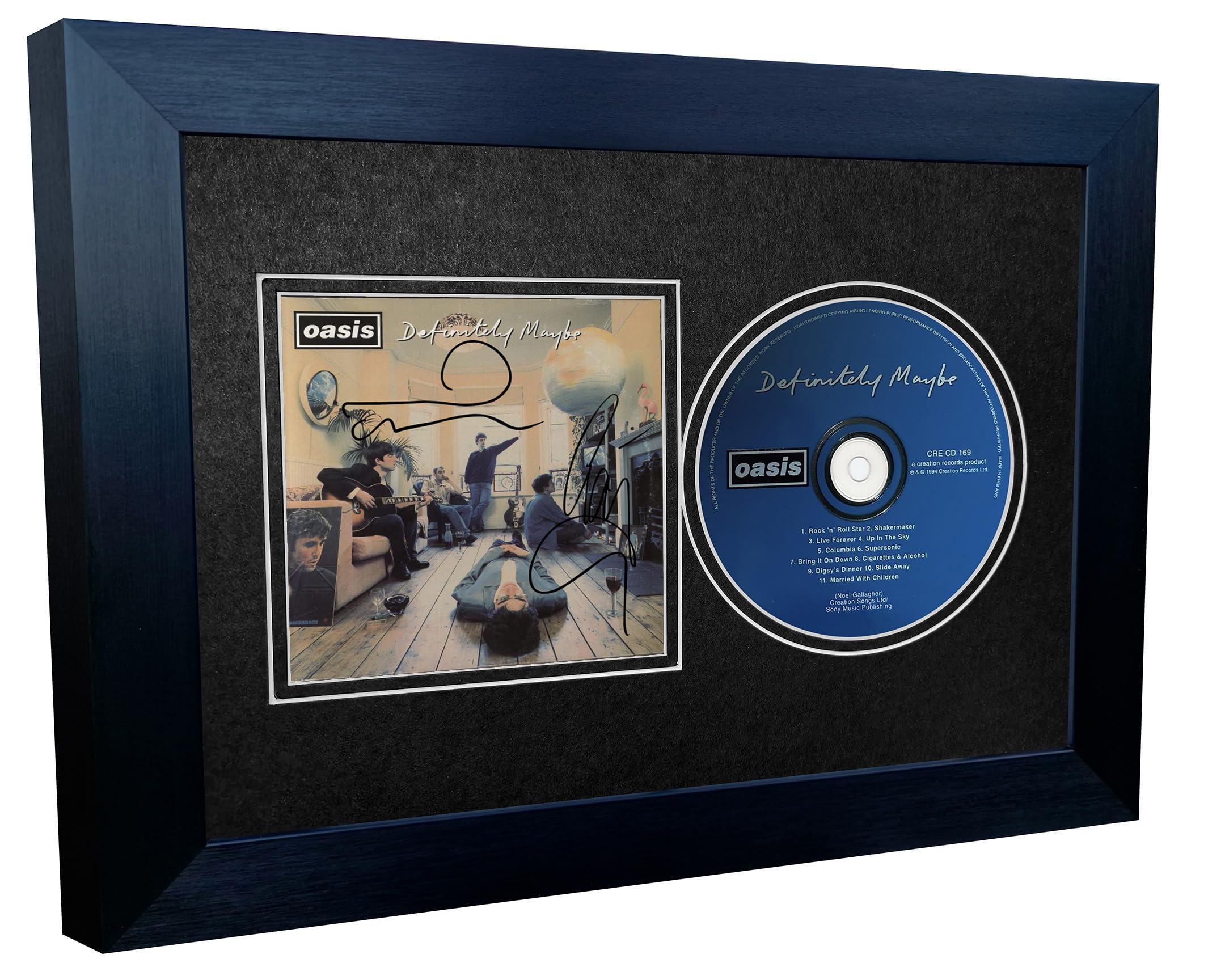 A4 Oasis Definitely Maybe (Whats The Story) Morning Glory Album Cover Display Liam Noel Gallagher Indie Music Autographed Signed Photograph Picture Frame (Definitely Maybe Black Mount)