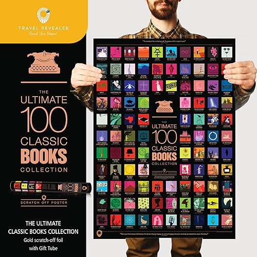 Miniatura 2 de Travel Revealer Póster de los 100 mejores libros para raspar, lista de libros de 24 x 17 pulgadas