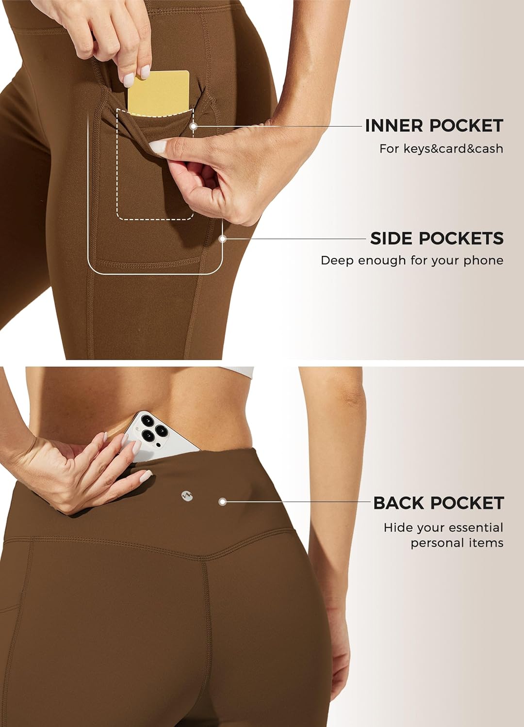 Willit Women's Fleece Lined Leggings Water Resistant Winter Pants Thermal High Waisted Yoga Running with Tights Pockets - Image 4