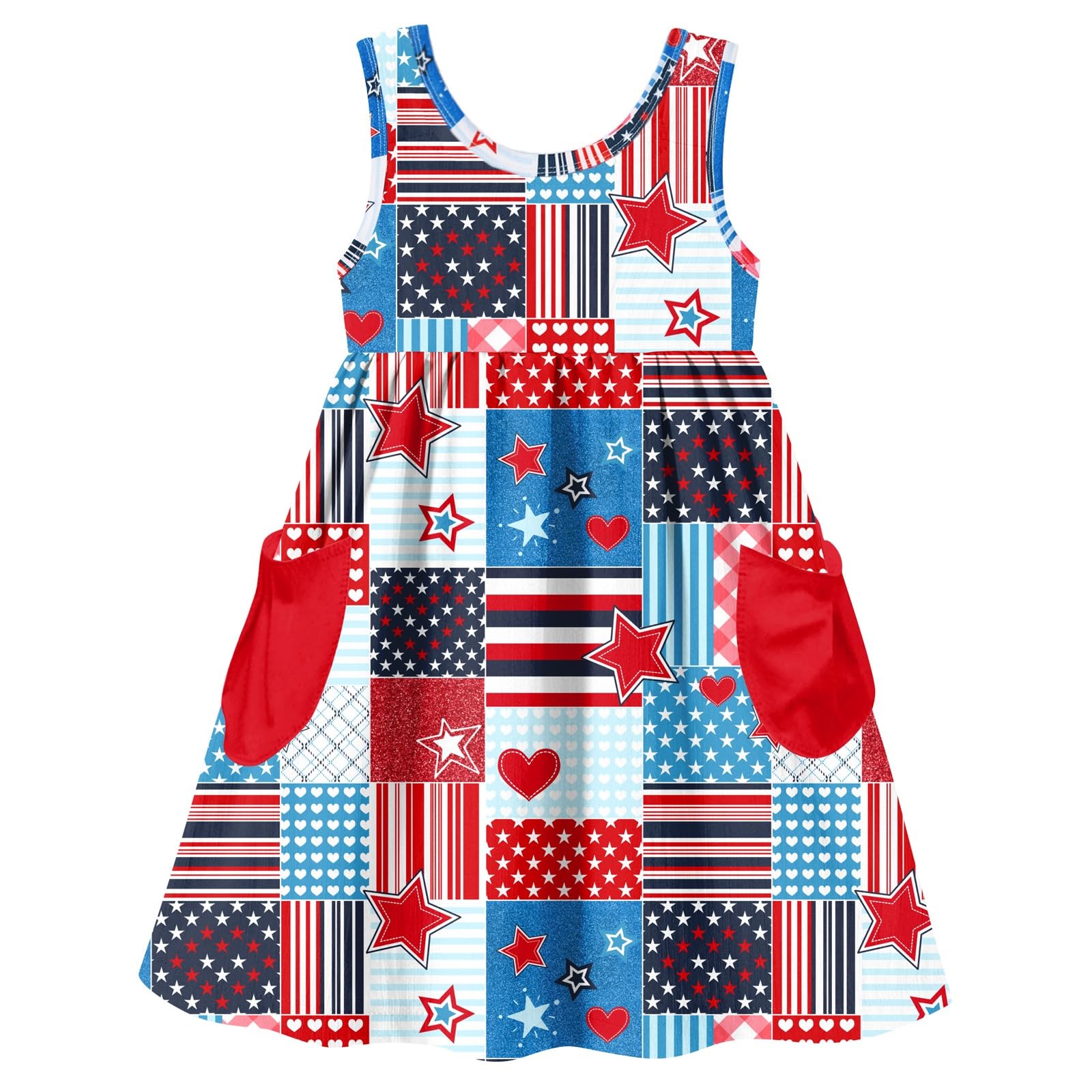 Vieille Little Girls Sleeveless Dress Cute Summer Sundress with Pocket 2-7 Years