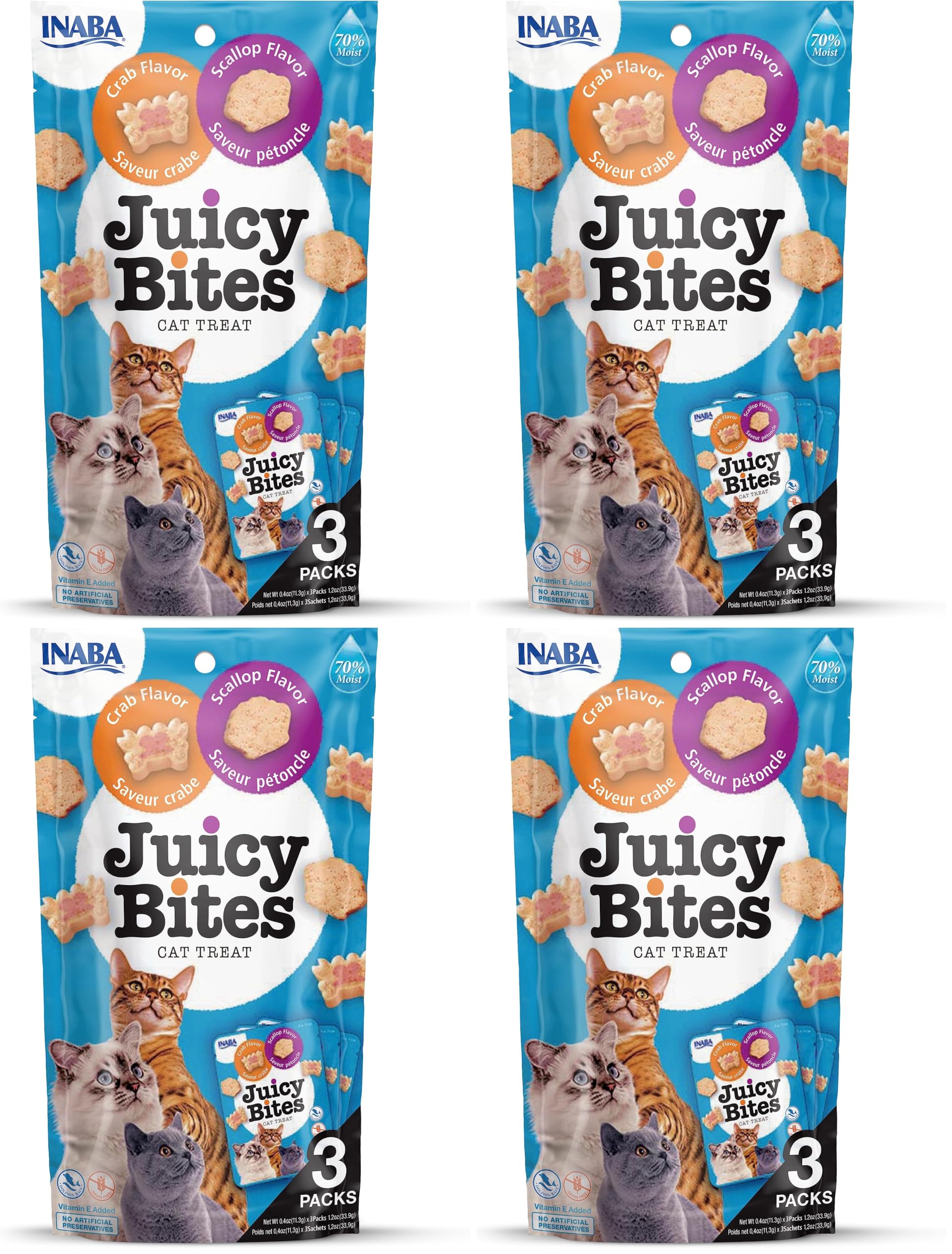Inaba Juicy Bites bouchées chat pétoncle et crabe pour le jeu - 8