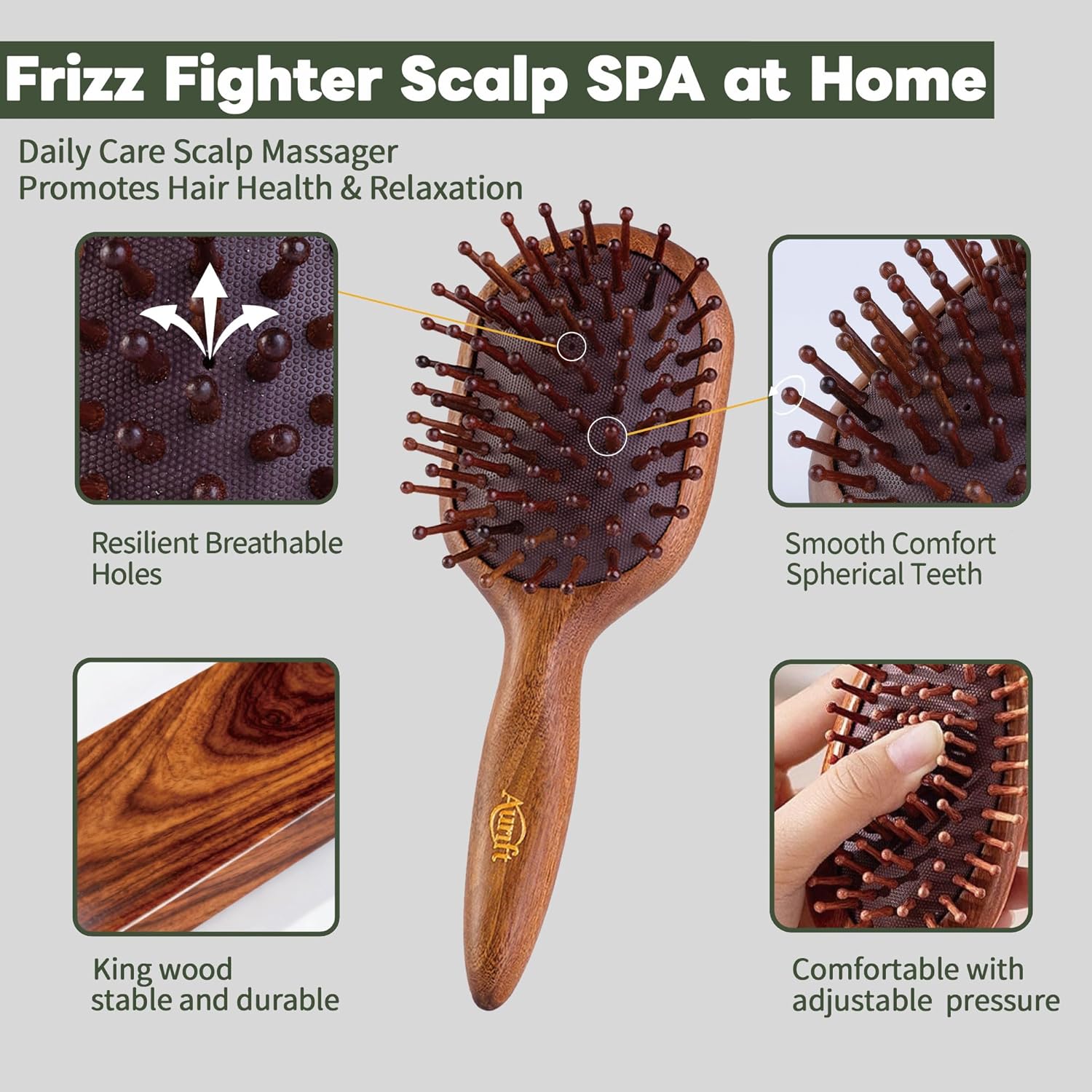 Mother’s Day Gift for Mom – Self Care Relaxation Gift Set – Natural Wooden Massage Hair Brush & Scalp Gua Sha Tool – Head Massage Stress Relief Wellness Gift Box for Women, Grandma, Wife