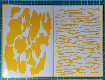 Bottom Lands Camo High-Bake Vinyl Stencil | 2 Sheet Blob Tape