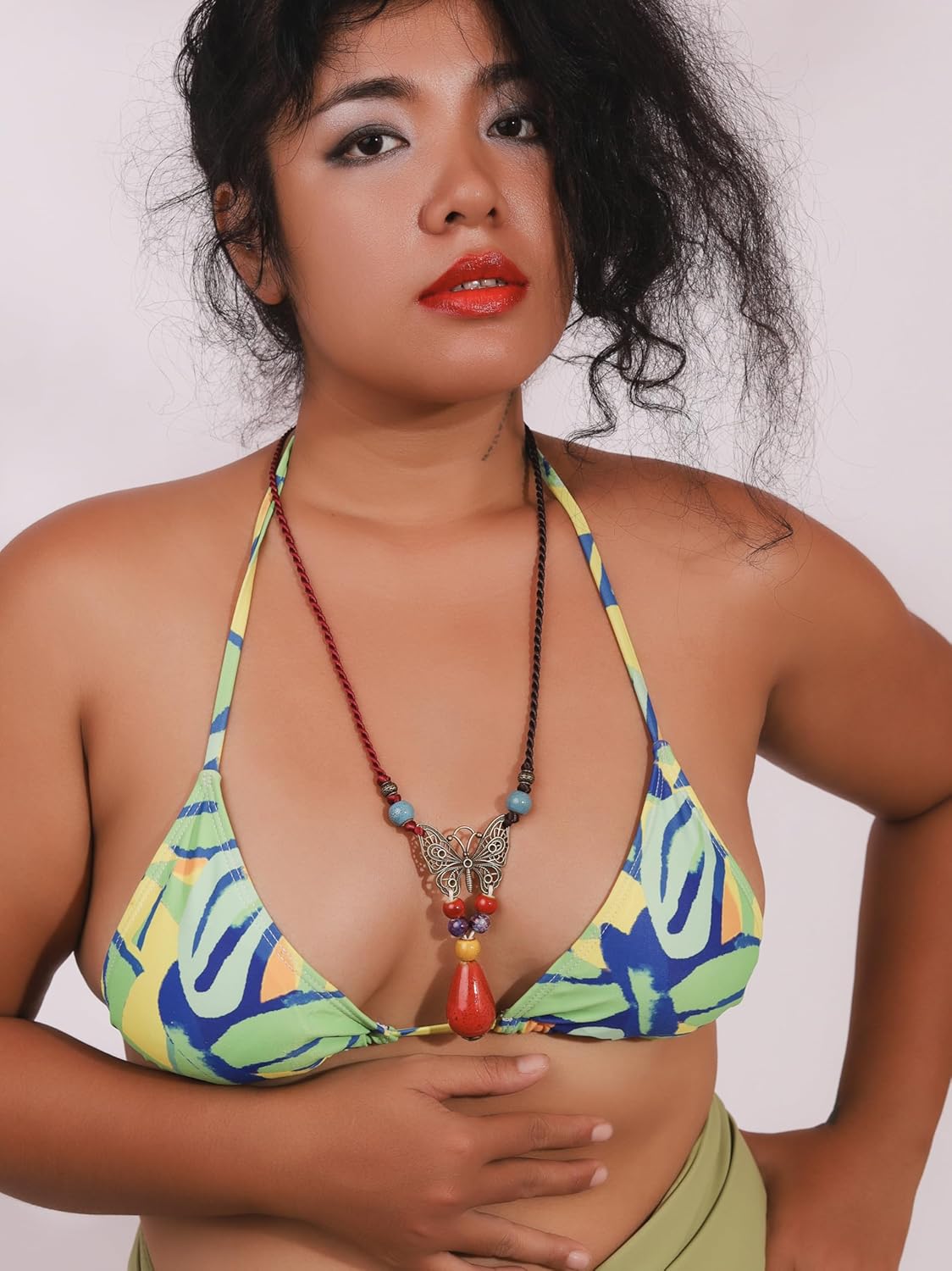 MINACHI Hippie Boho Colorful Ceramic Bead Butterfly Charm Pendant Y Necklace, Vintage Bohemian Statement Jewelry Gift for Women - Image 6